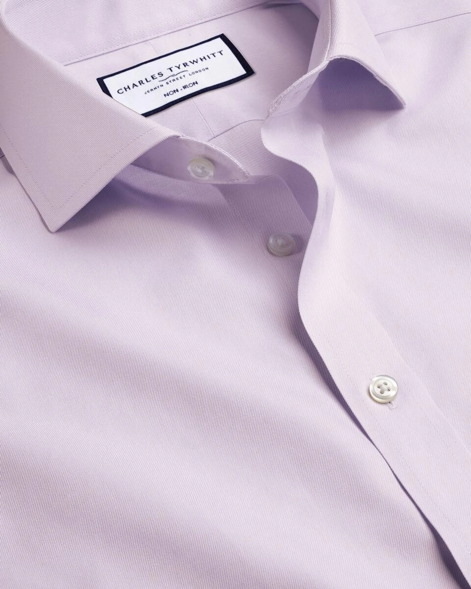 Cutaway Collar Non-Iron Twill Shirt - Lilac Purple