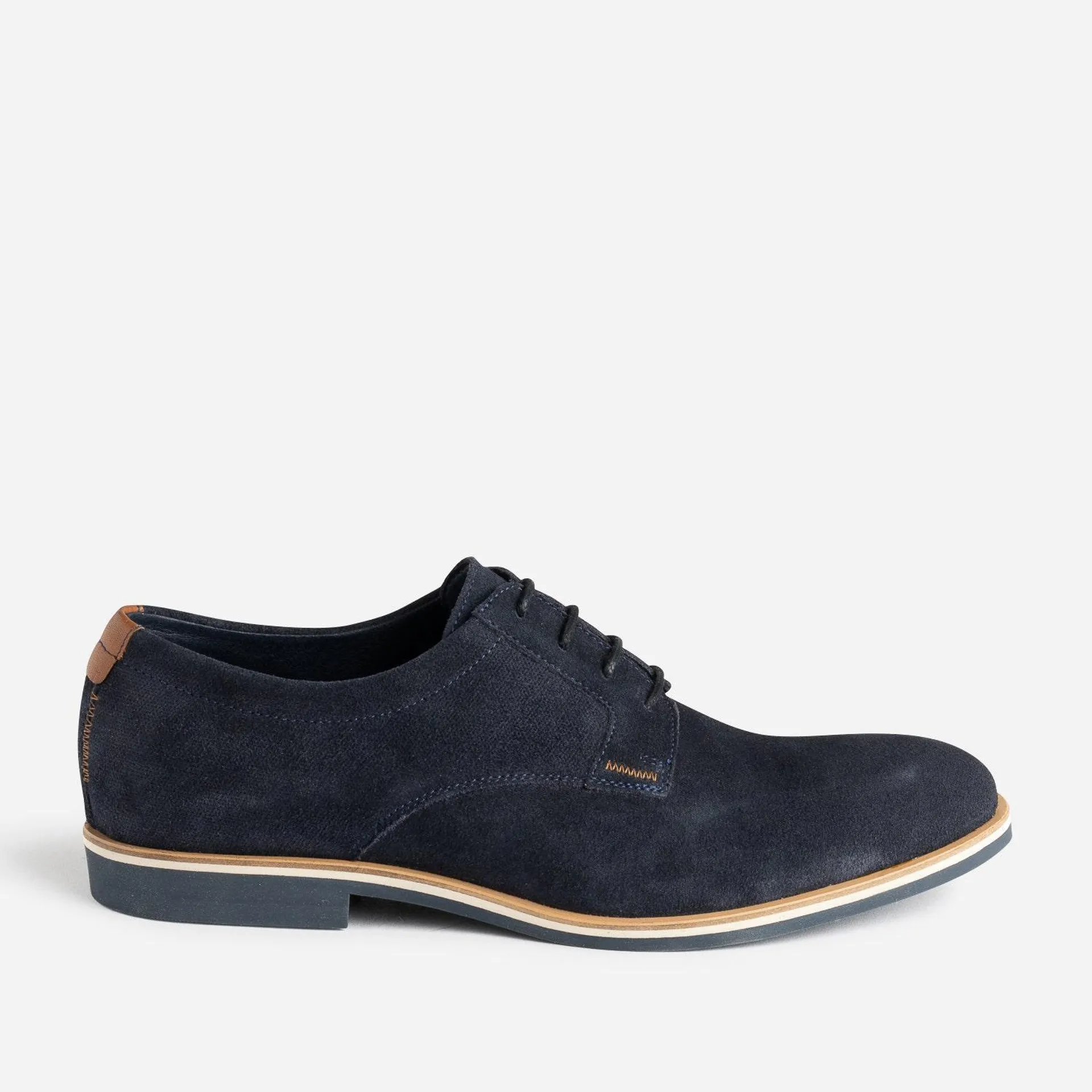 Derby marine éco-conçu en cuir velours