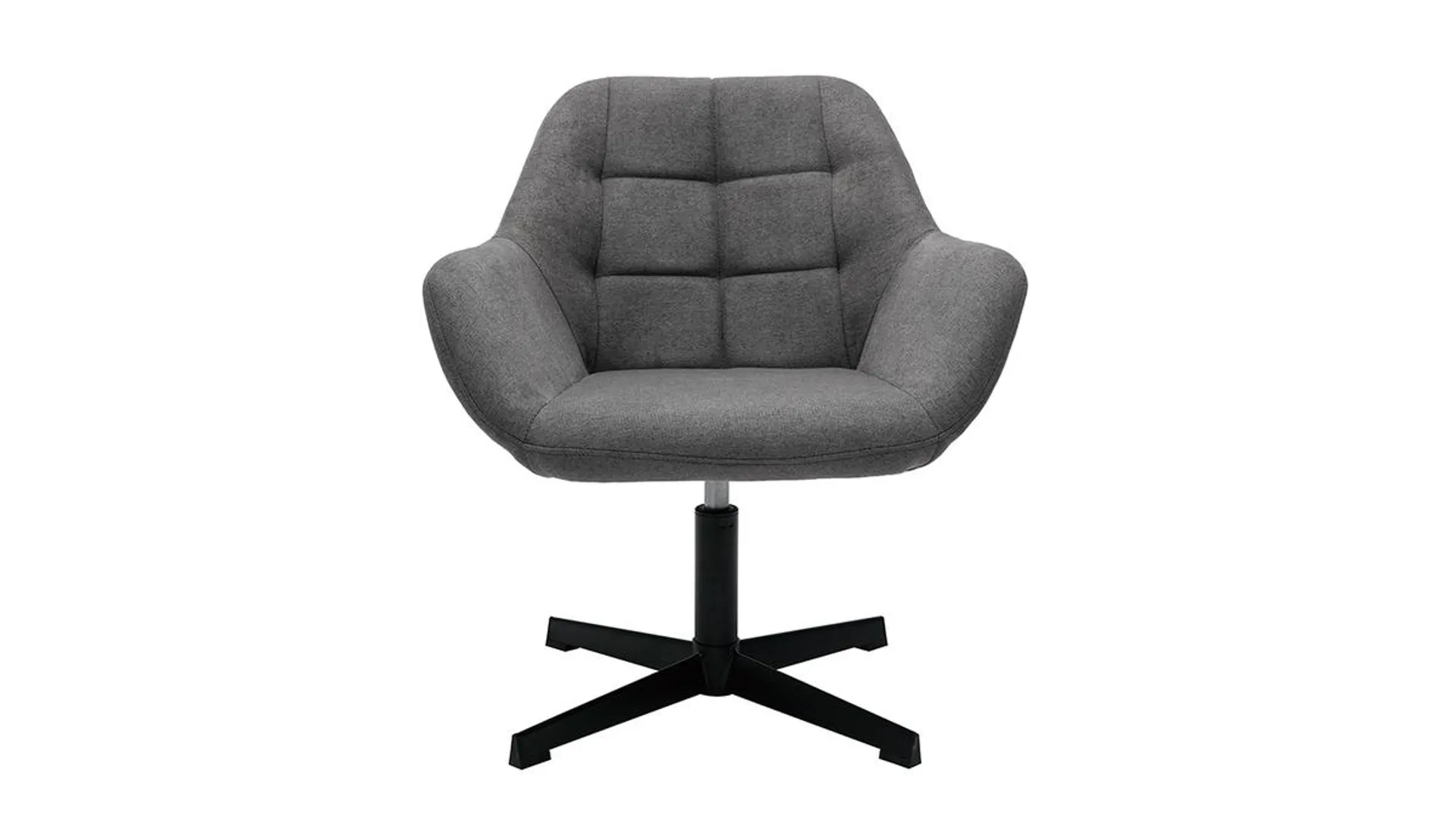 Fauteuil pivotant design en tissu effet velours gris et métal noir DARWIN