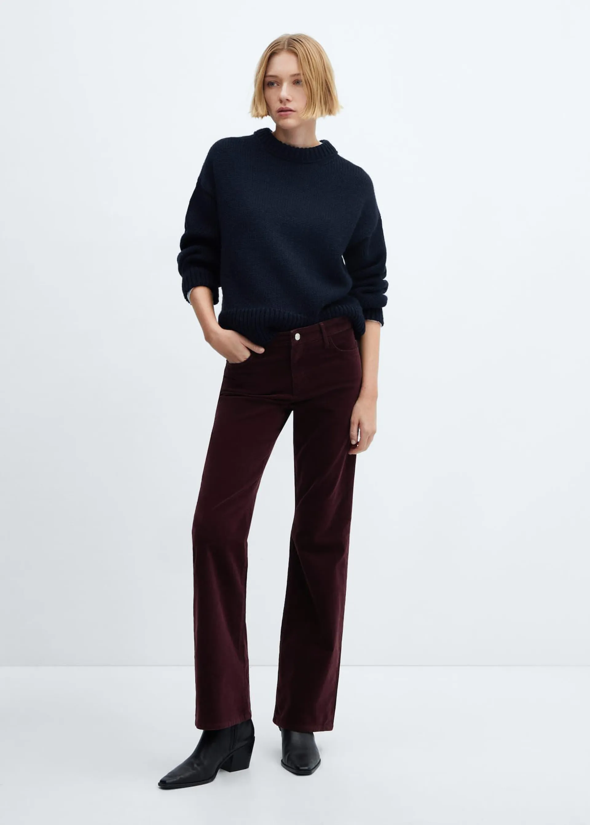 Pantalon flare taille normale velours côtelé