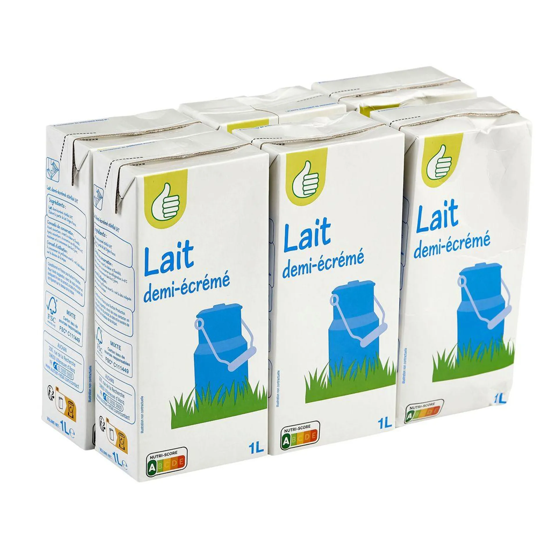 POUCE Lait demi-écrémé UHT 6x1L