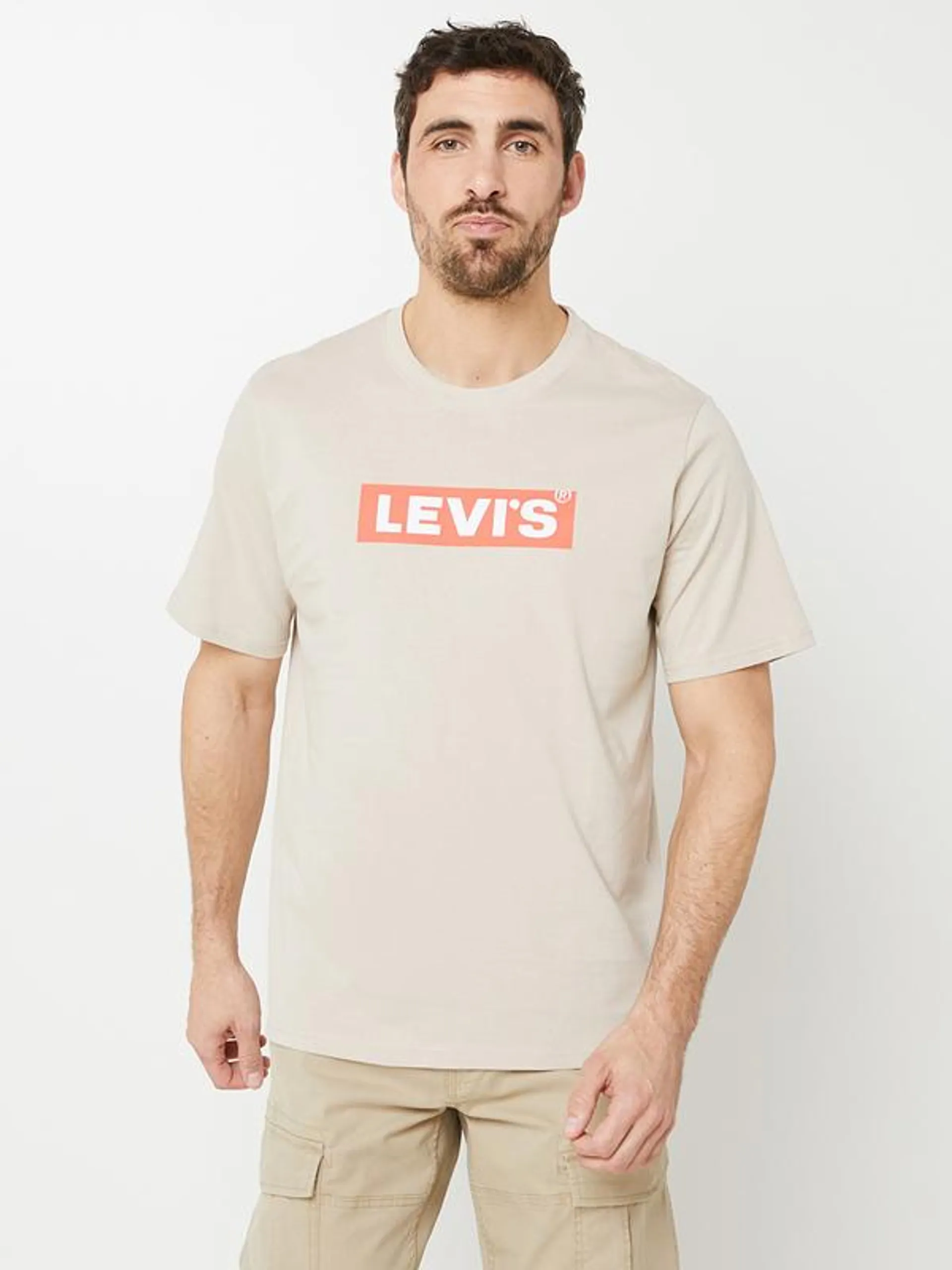 Tee-shirt Boxtab, Relaxed Fit - Beige