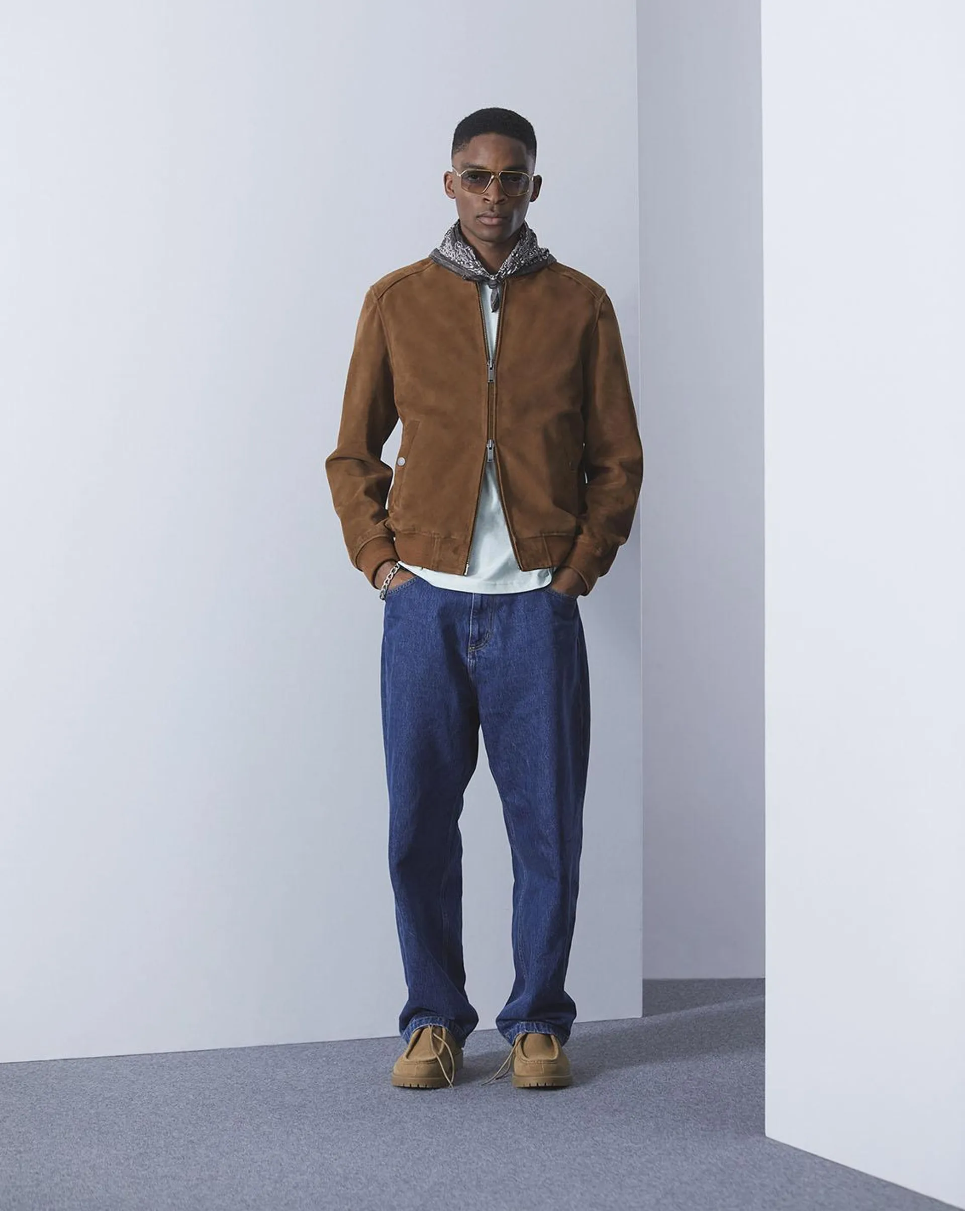 Blouson teddy suede cognac