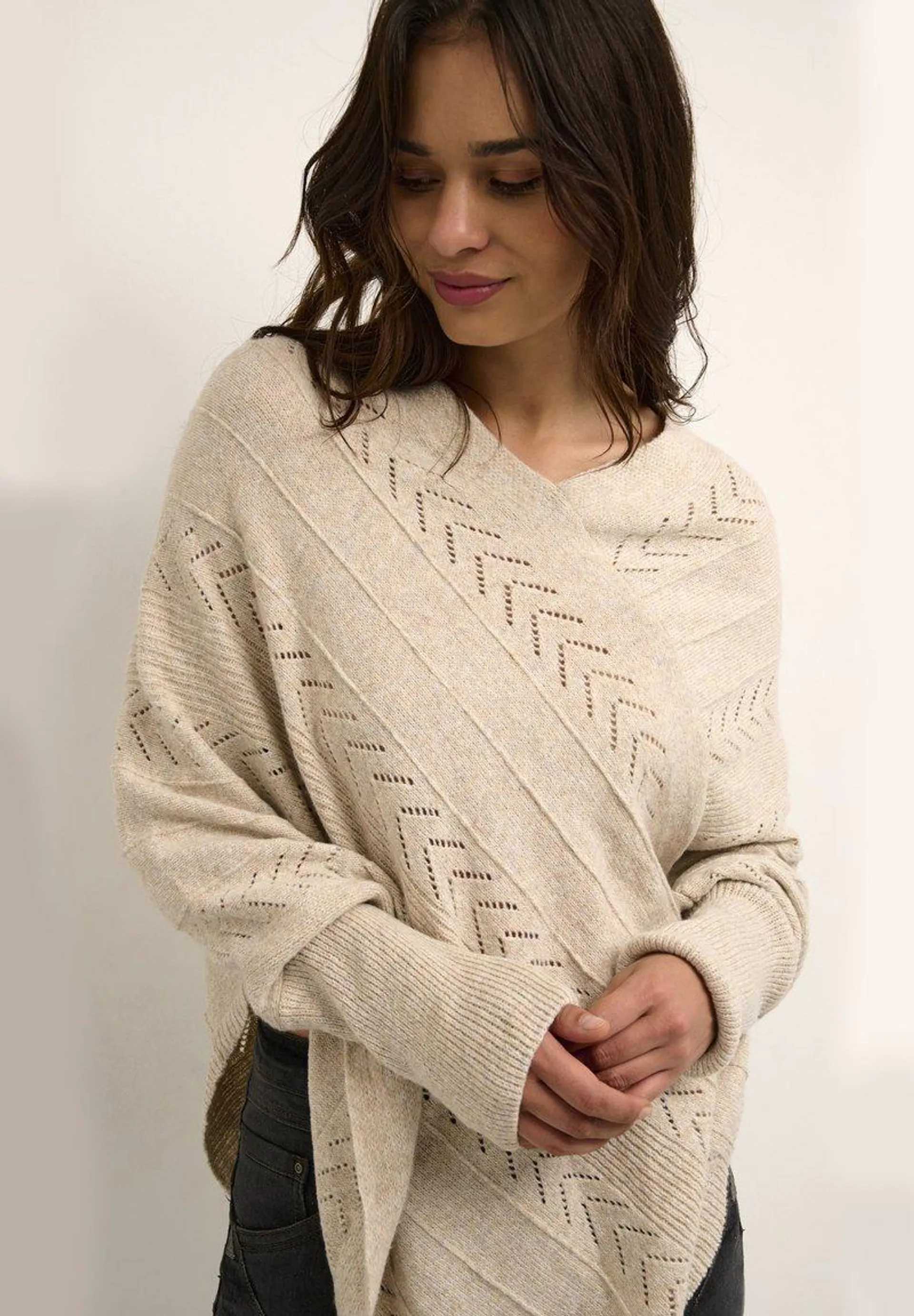 HOLIDAY PONCHO - Pullover - oat melange