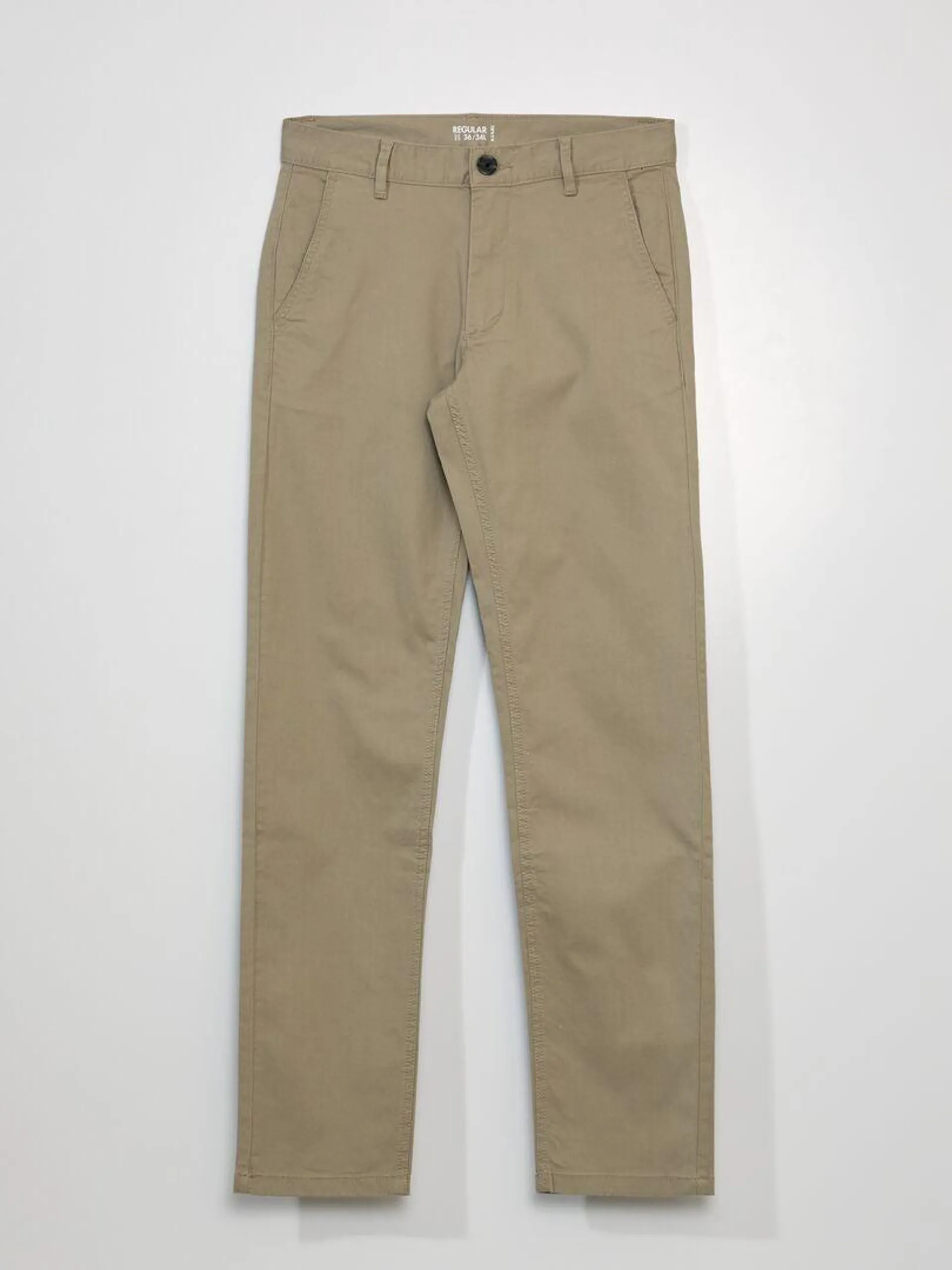 Pantalon chino en coton stretch L34 - Beige