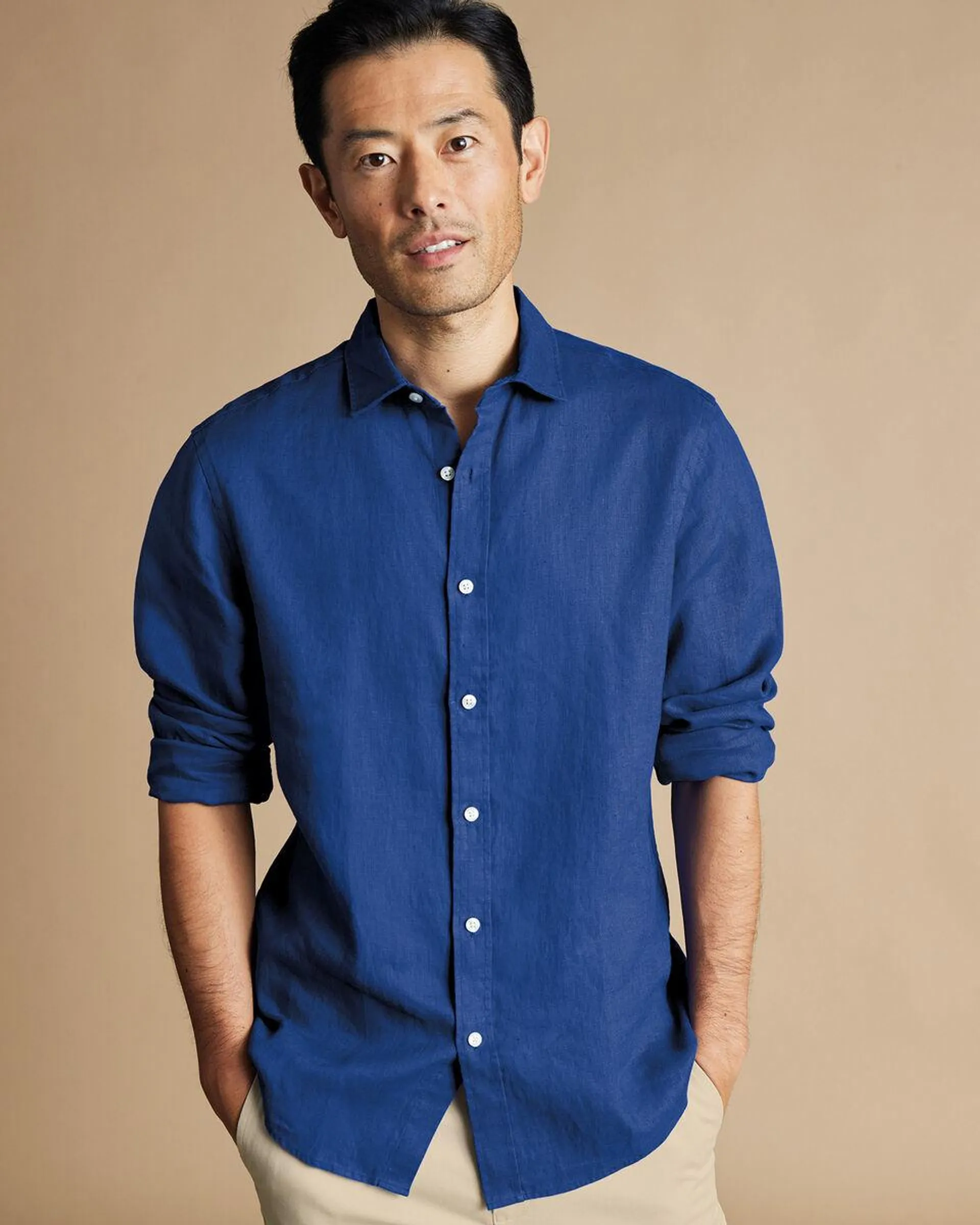 details about product: Pure Linen Shirt - Royal Blue