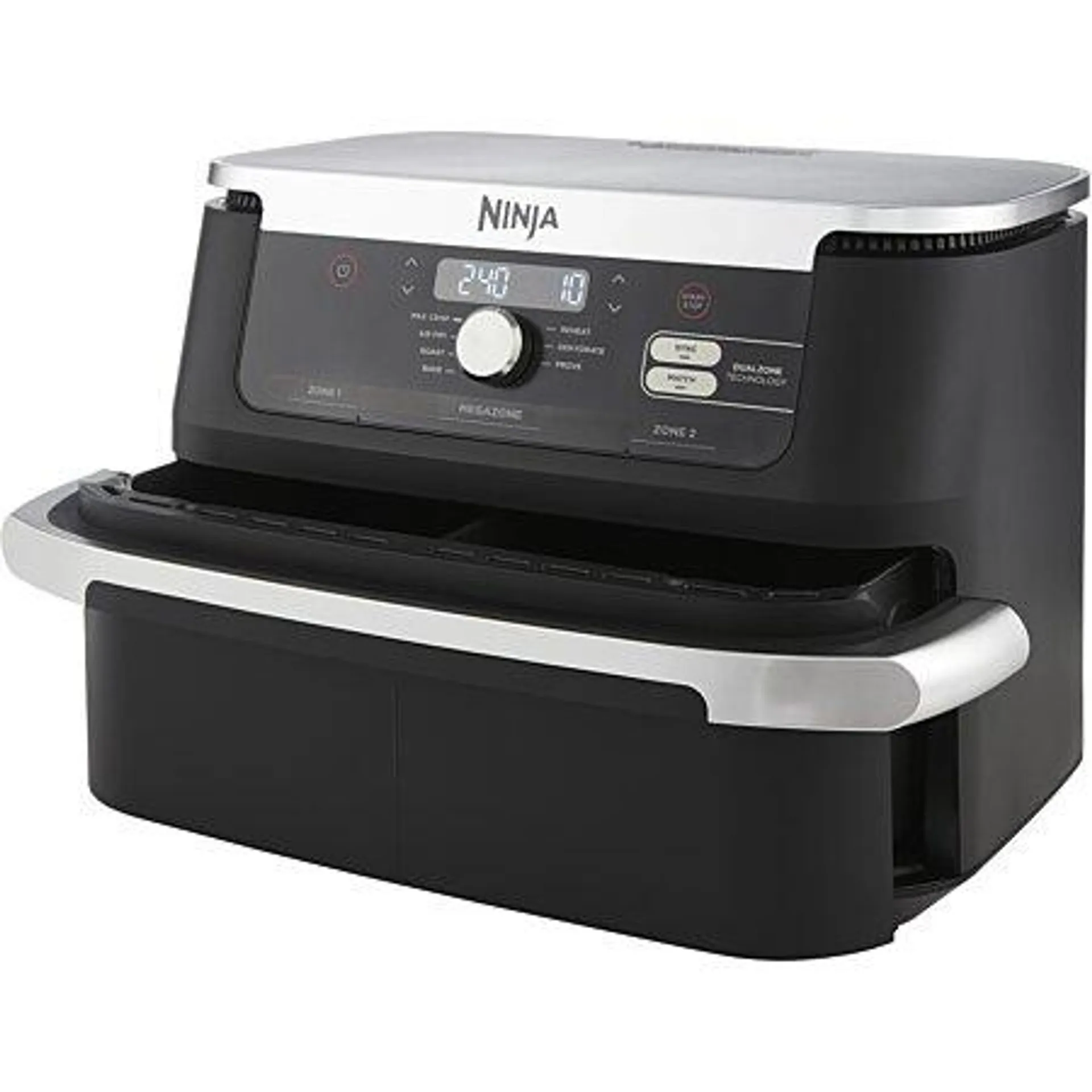 Ninja AF500EU friteuse Double 10,4 L Autonome 2470 W Friteuse d’air chaud Noir, Acier inoxydable