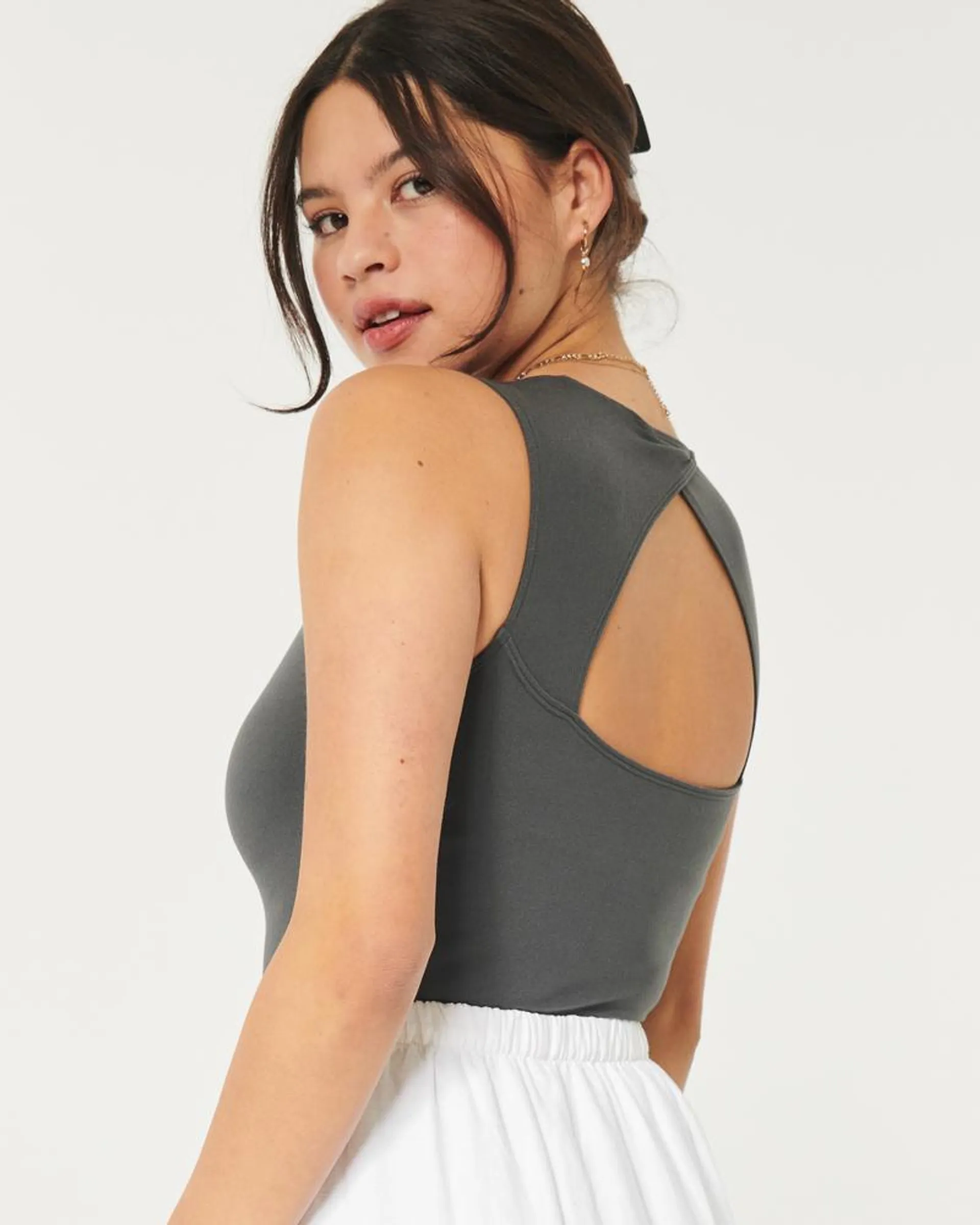 Soft Stretch Seamless Fabric Open-Back Bodysuit