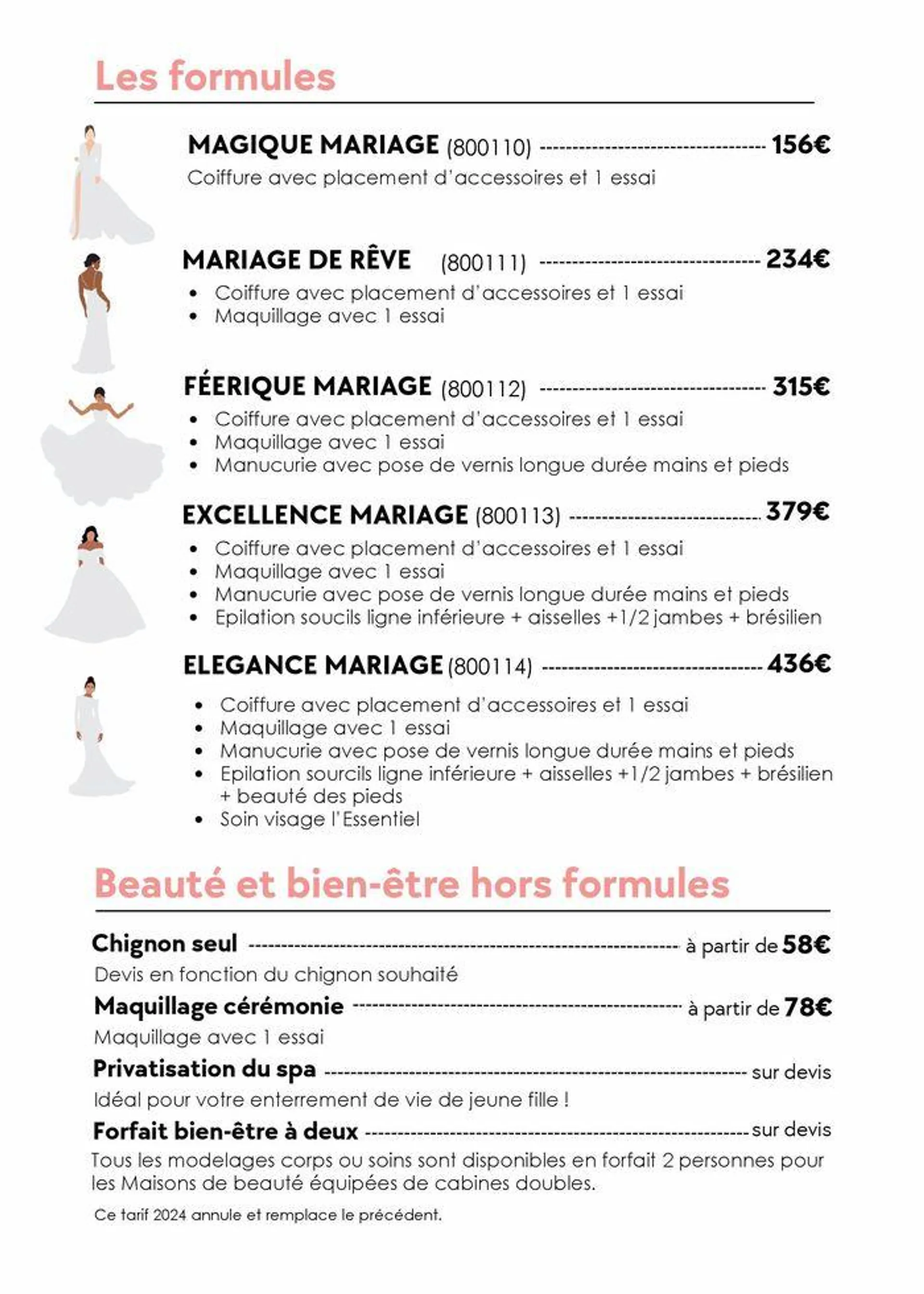 Mariage 2024 tarifs du 27 août au 31 décembre 2024 - Catalogue page 2