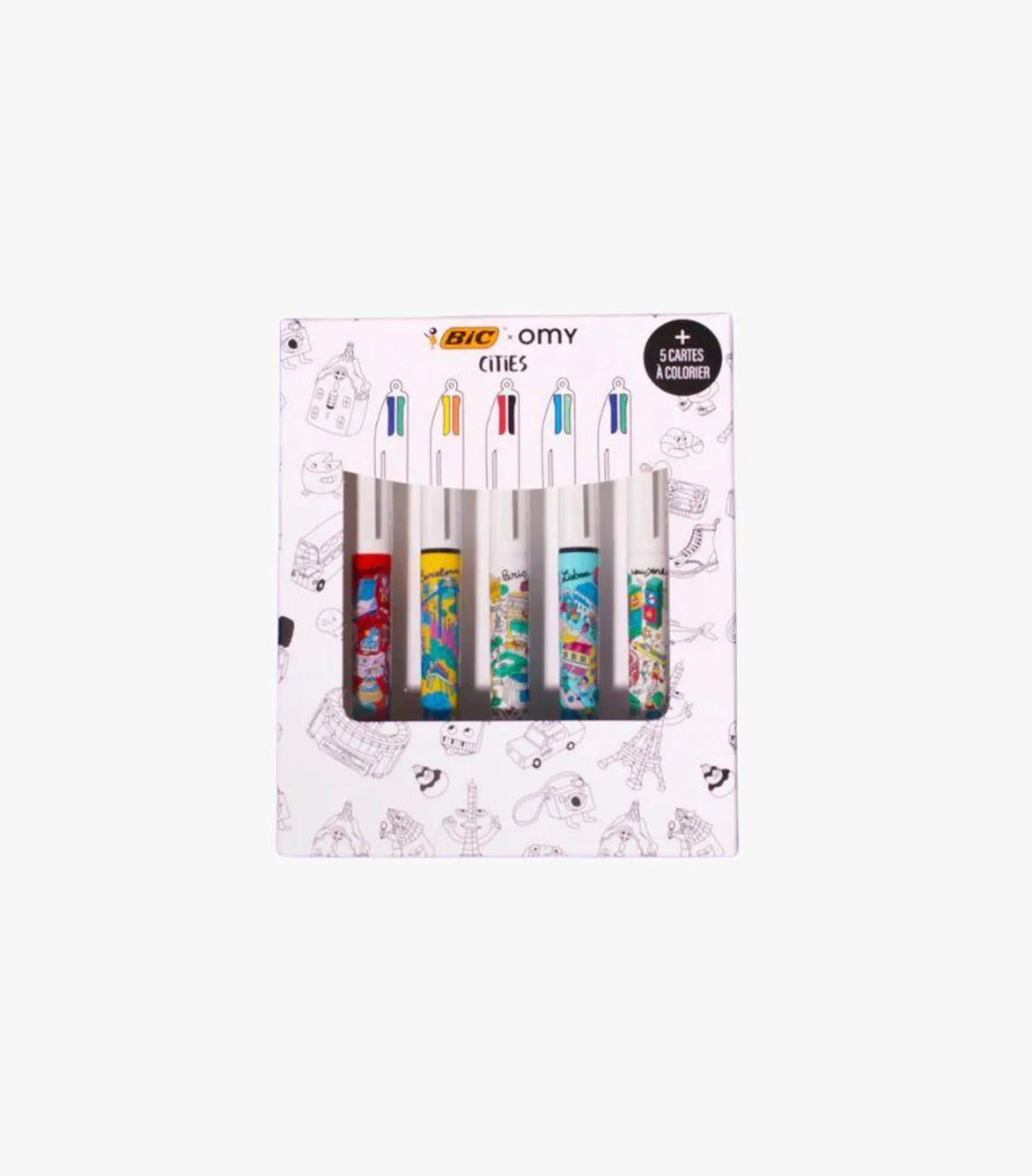 Coffret Bic x Omy 5 stylos Cities