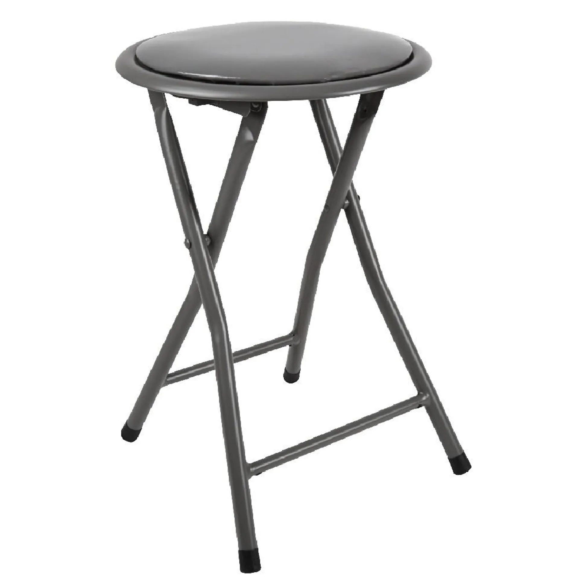 Tabouret pliant Aiden métal et pvc Gris L.30 x P.35 x H.45 cm