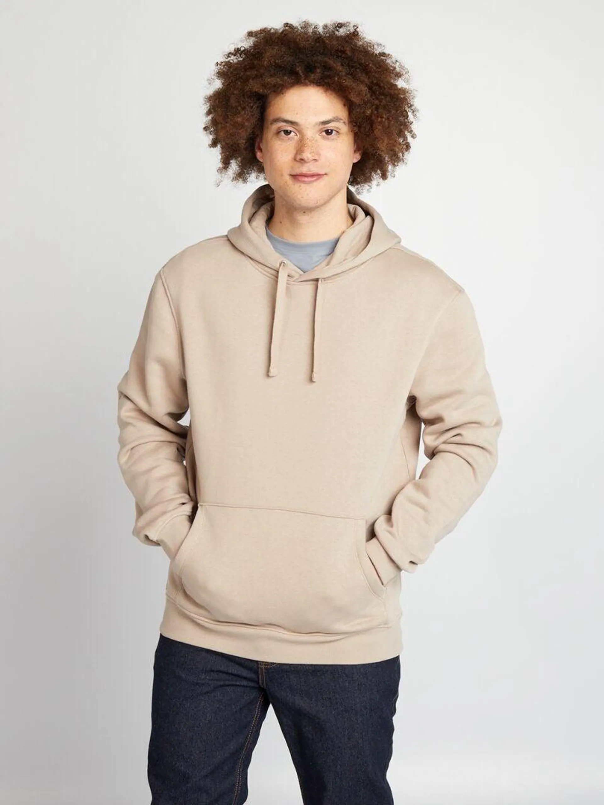 Sweat à capuche uni - beige