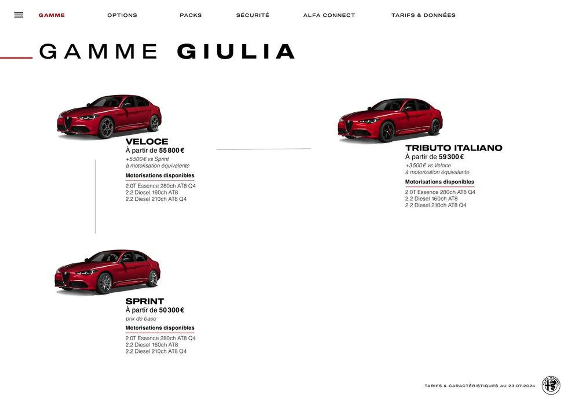 Alfa Romeo GIULIA du 7 août au 7 août 2025 - Catalogue page 4