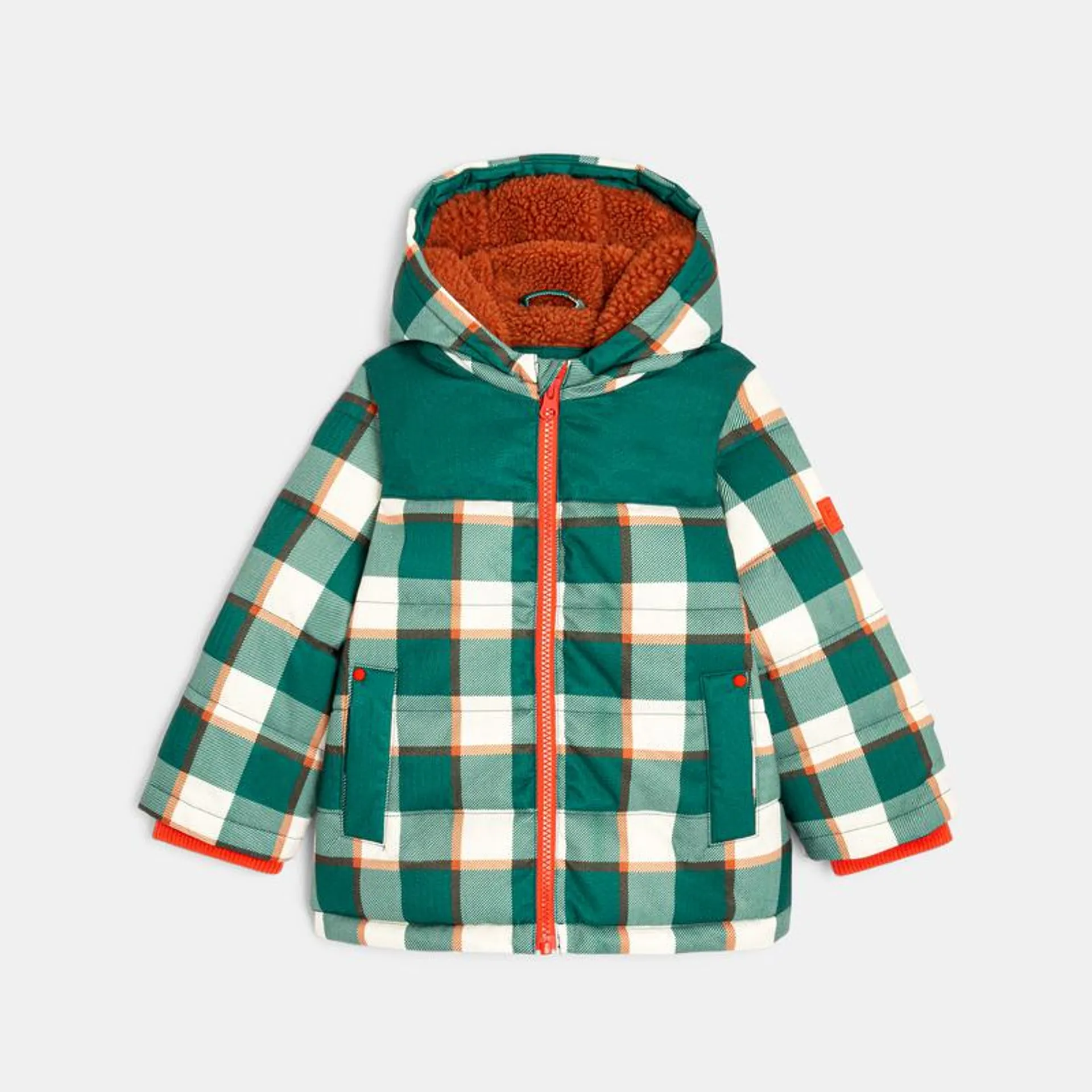 Blouson bébé garçon doublé sherpa à carreaux vert Catimini