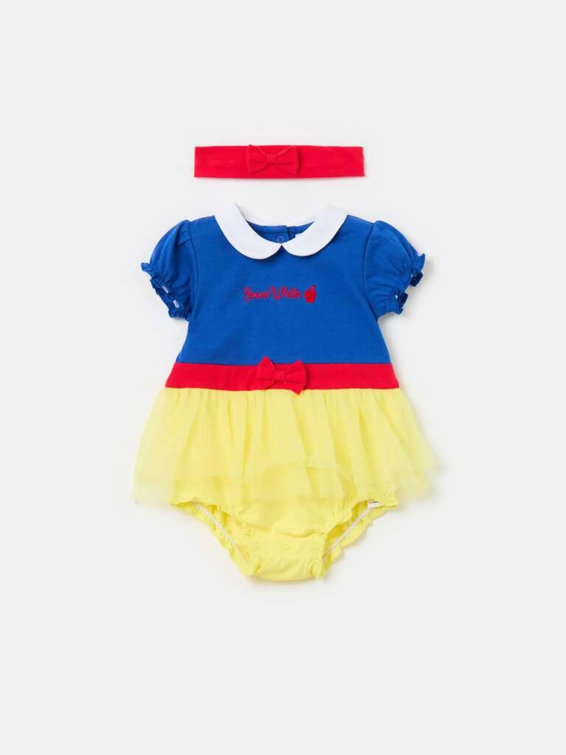 Snow White romper suit and headband set Rouge/bleu/jaune