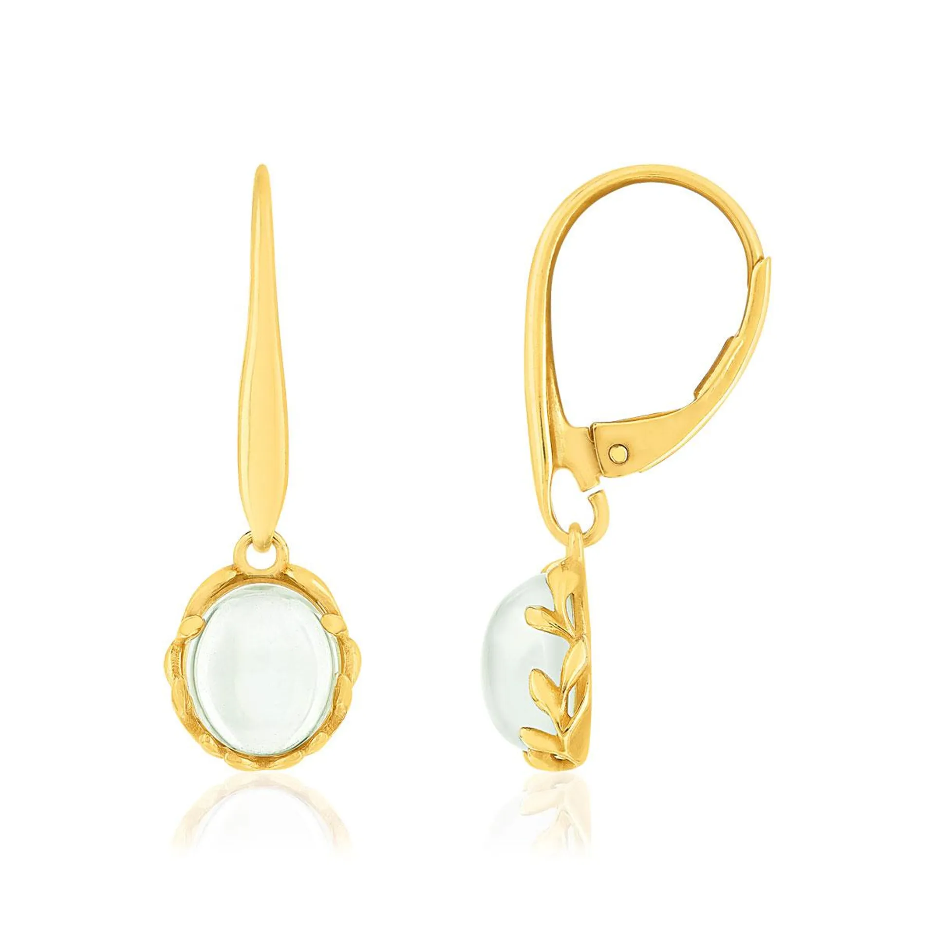 Boucles d'oreilles or 375 jaune quartz verts