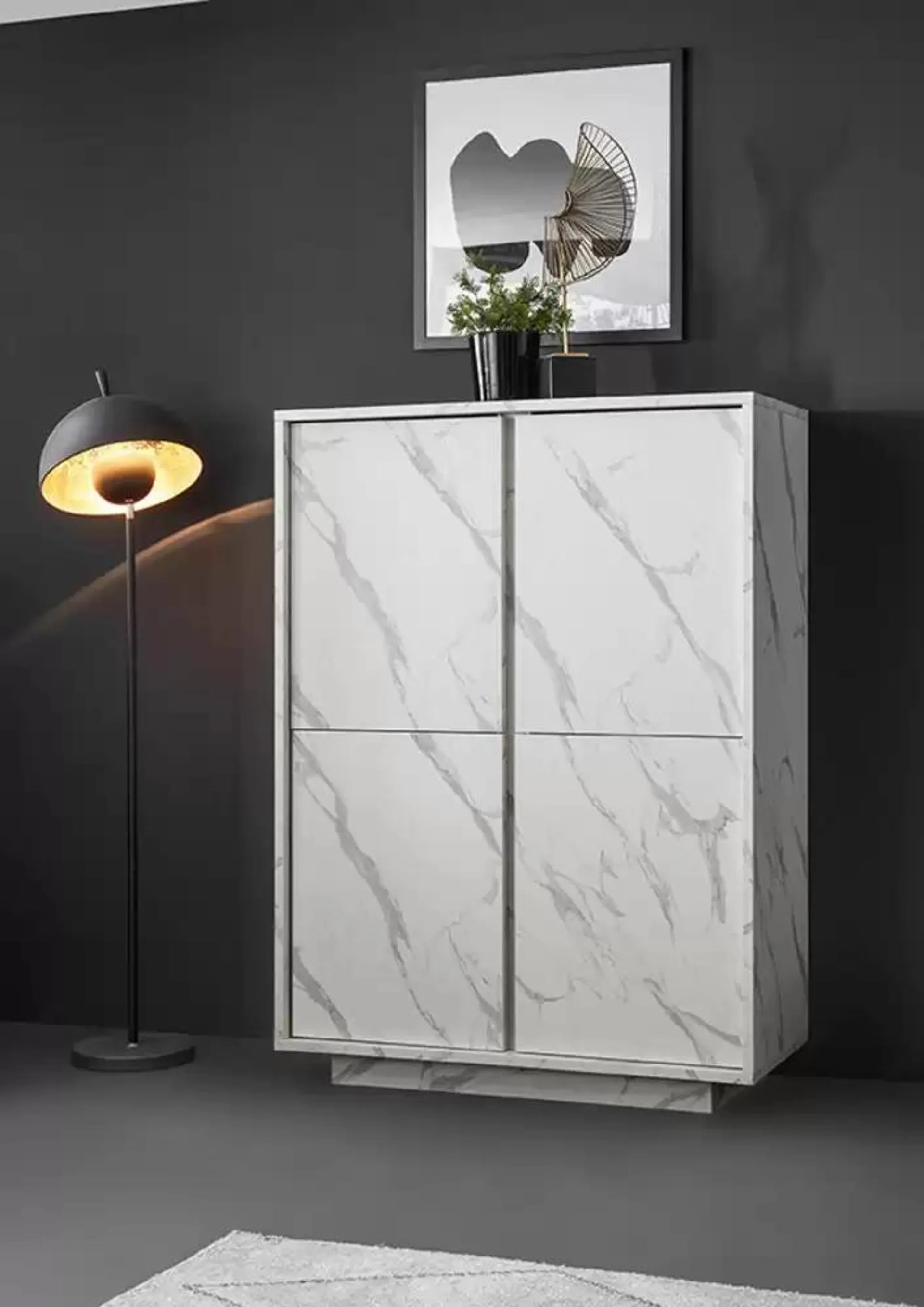 Rangement 4 portes Ice marbre blanc