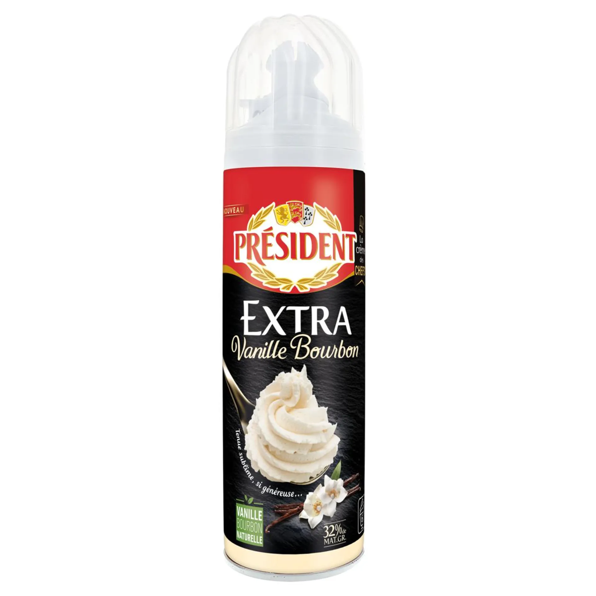 PRESIDENT Extra - Crème chantilly à la vanille bourbon 250ml