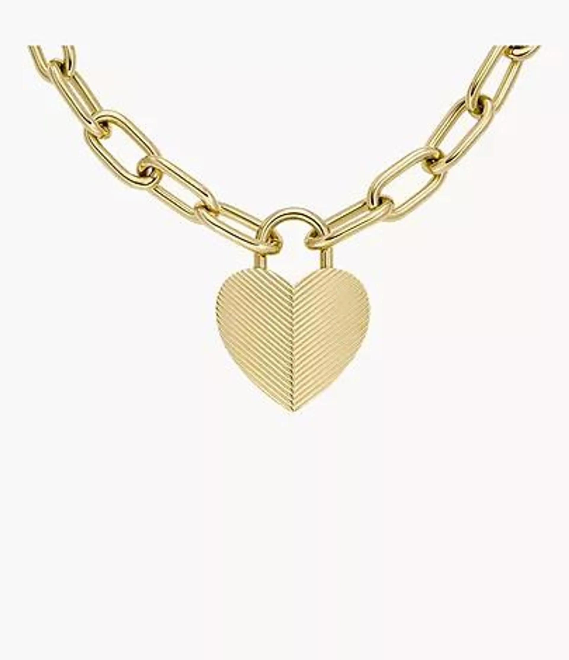 Collier pendentif cœur Harlow Linear Texture en acier inoxydable, doré
