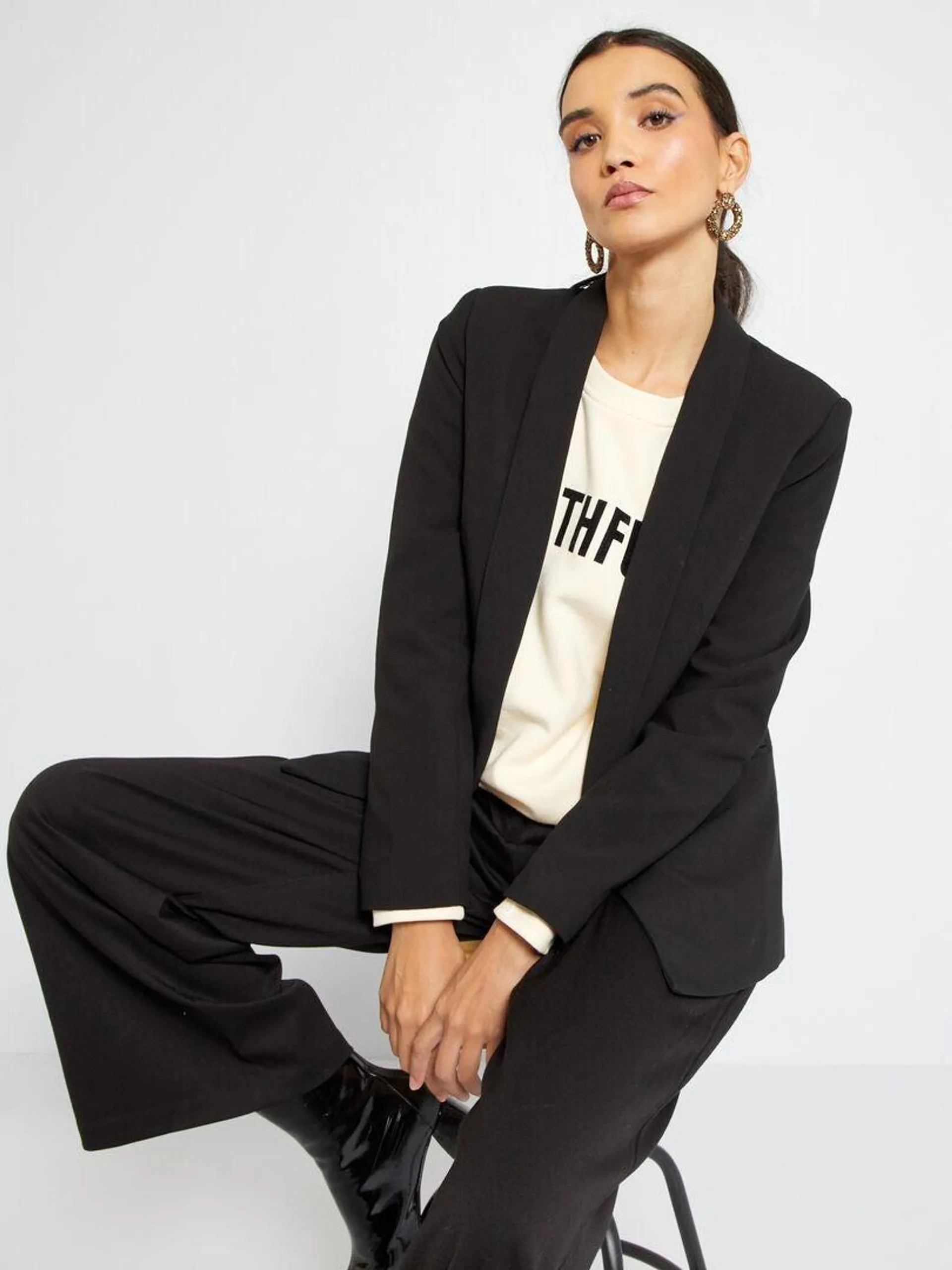 Veste blazer mi-longue - noir