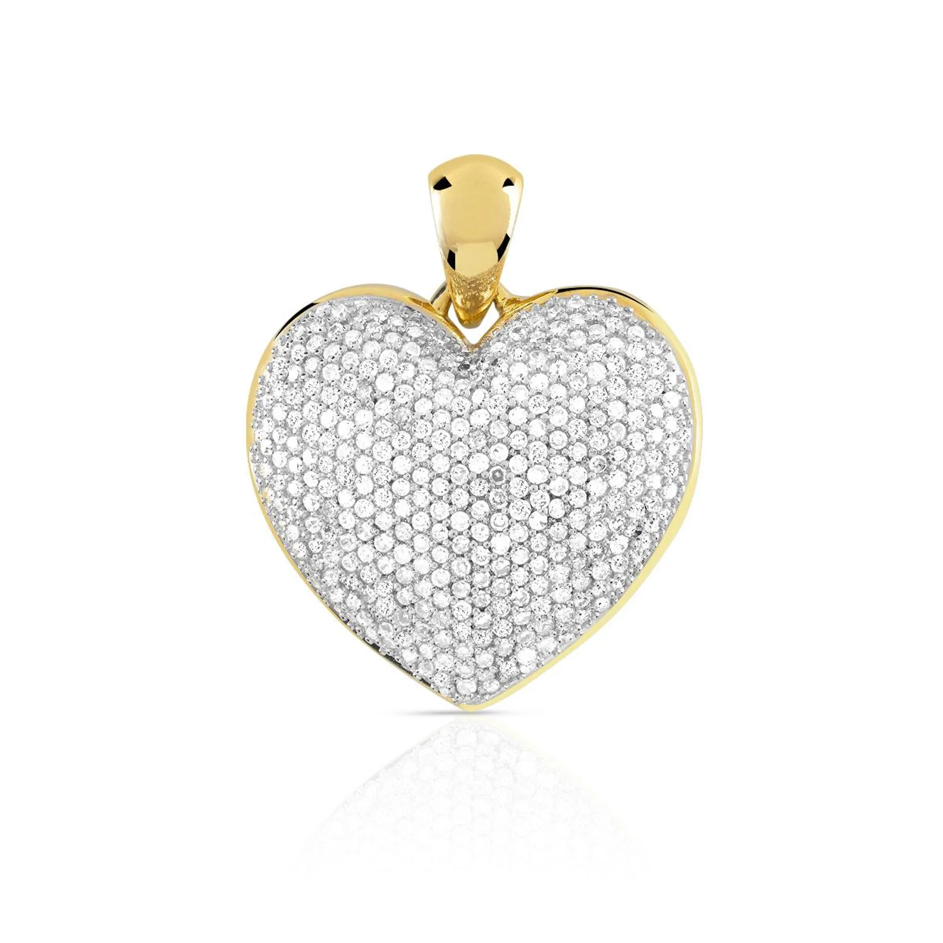 Pendentif or 375 2 tons coeur diamants