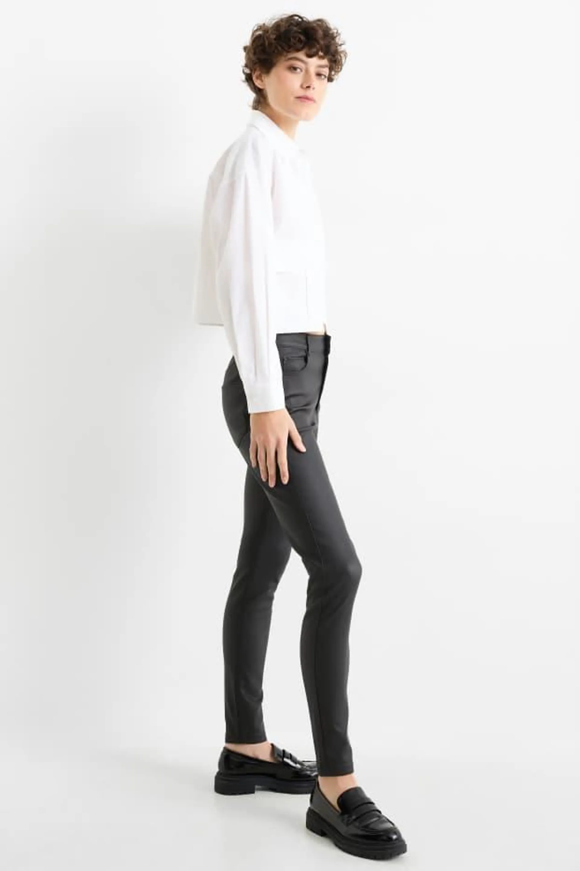 Broek - high waist - skinny fit - glanzend