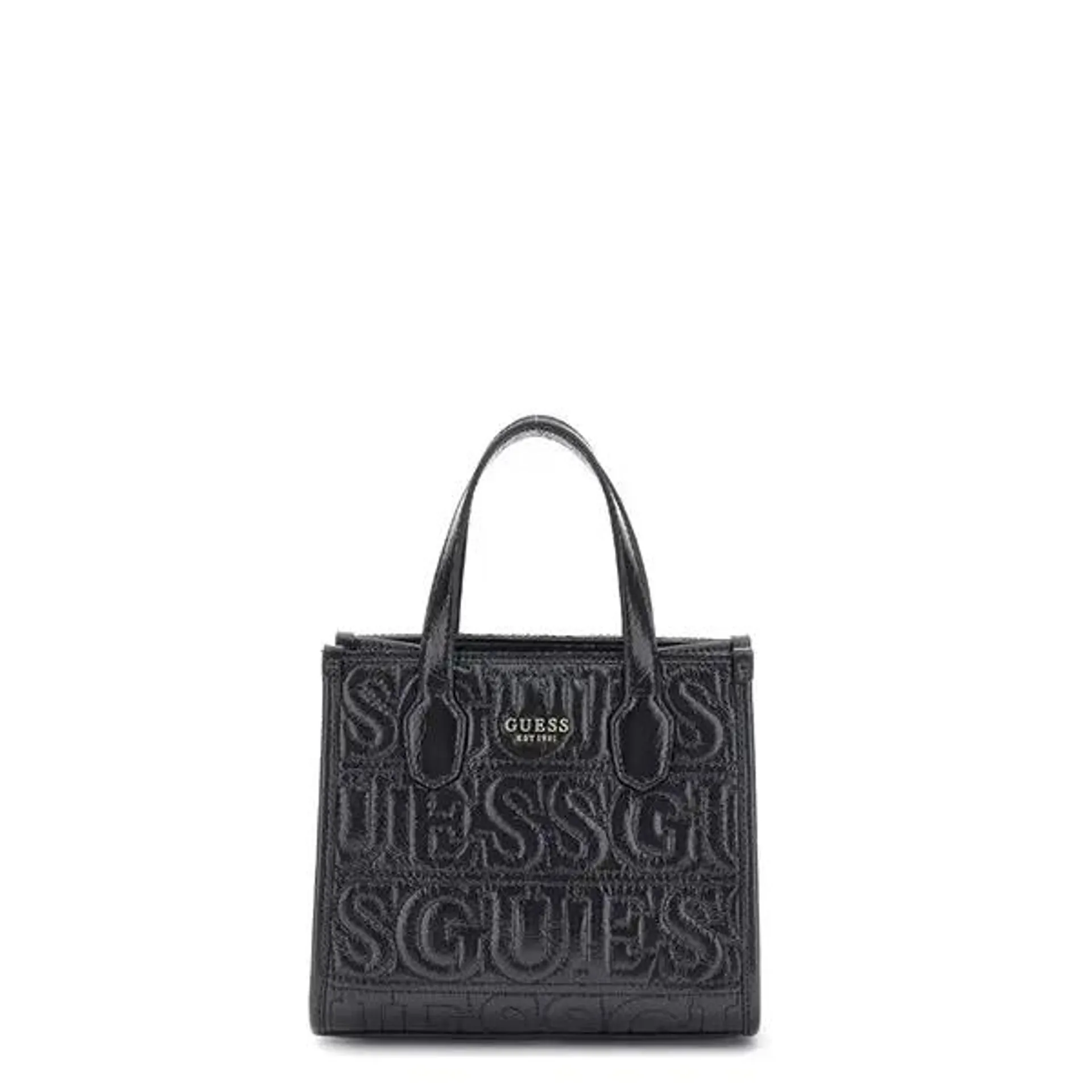 Guess - mini sac cabas Silvana Logo Script noir