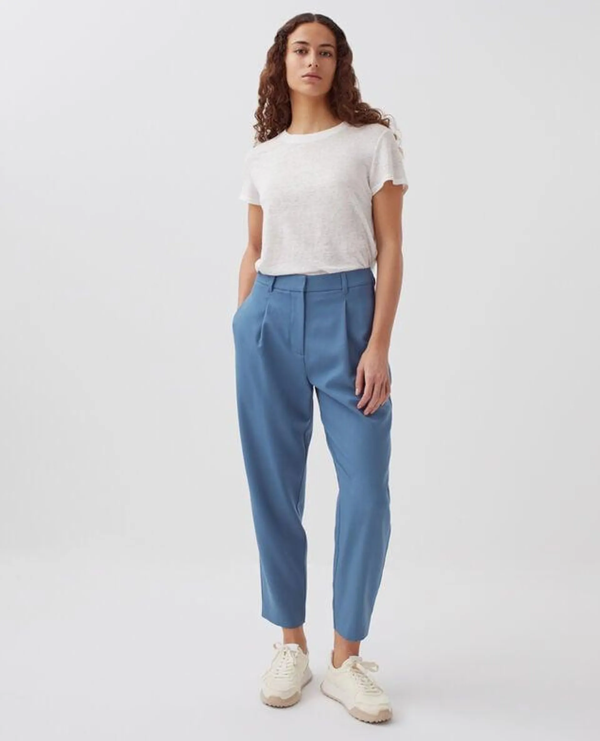 PEGGY - Pantalon carrot laine blue horizon