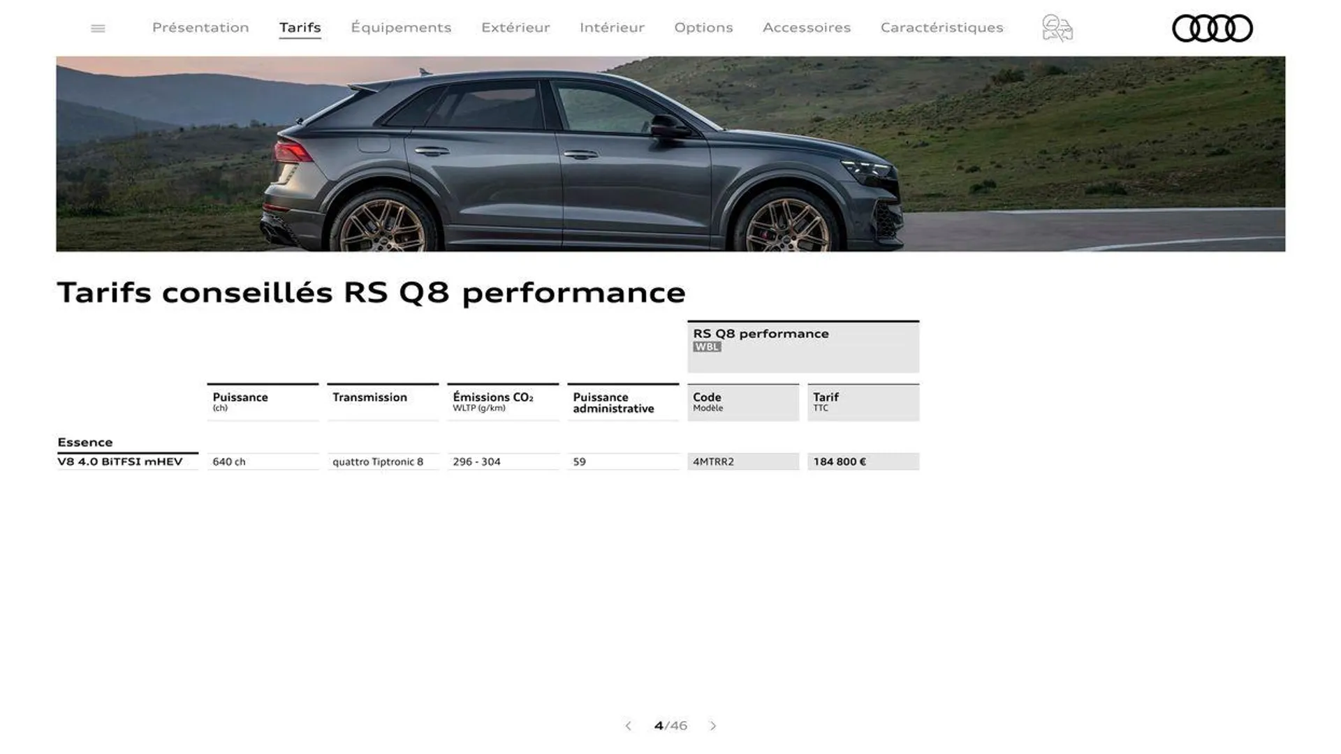 Audi RS Q8 performance du 20 août au 31 décembre 2024 - Catalogue page 4