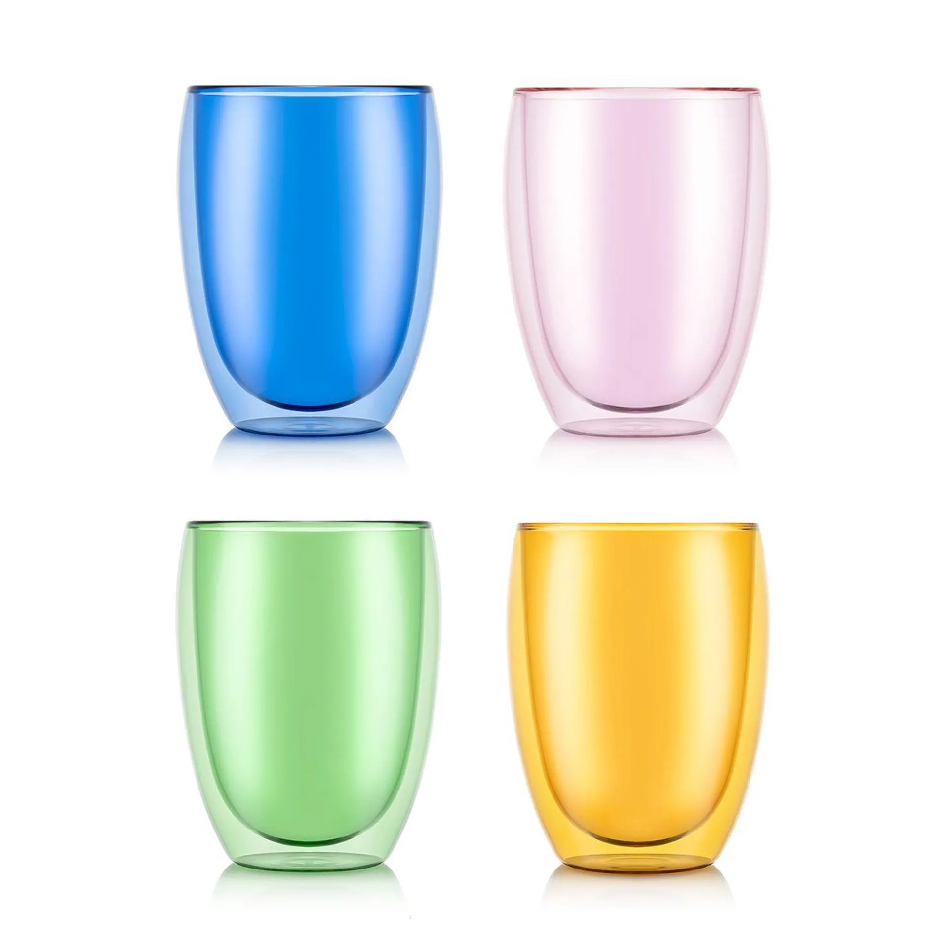 4 pcs glass, double wall, medium, 0.35 l, 12 oz