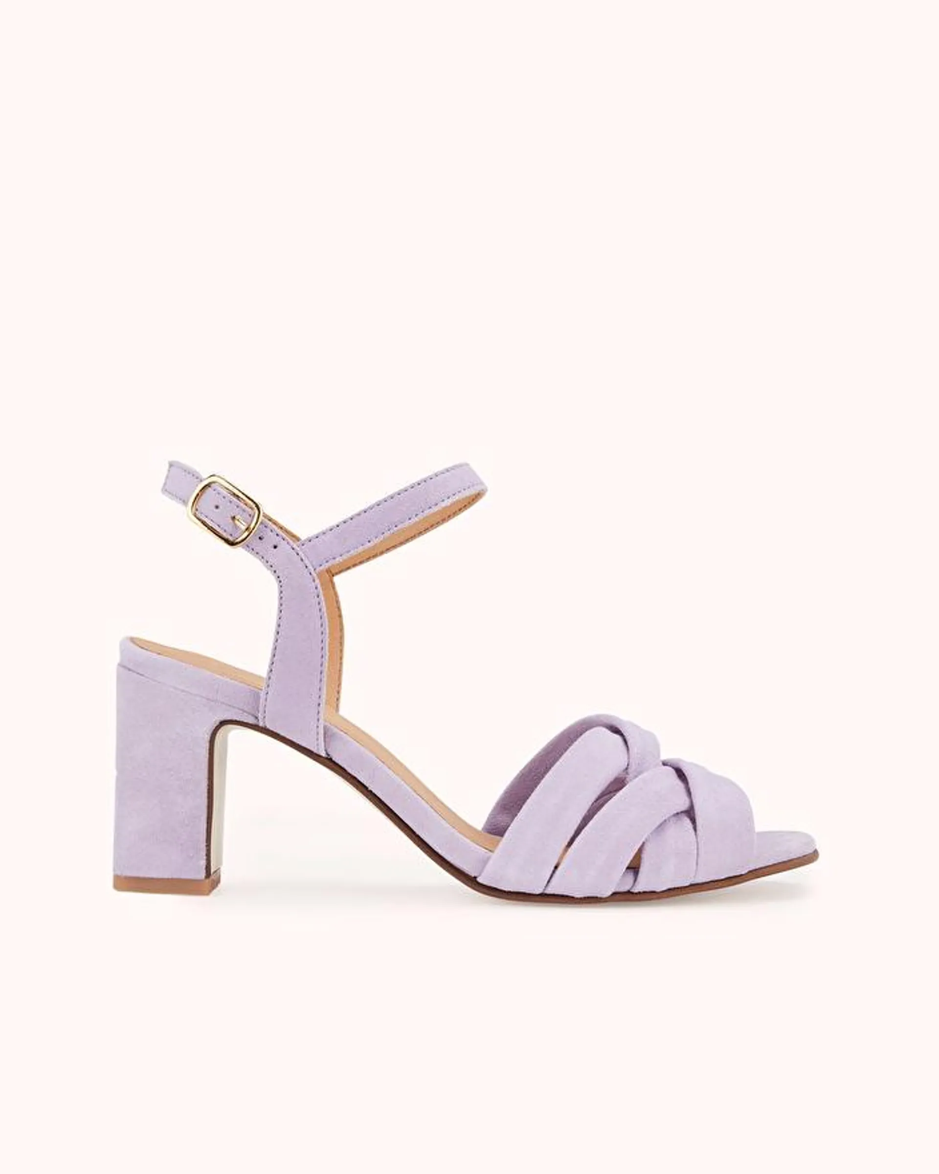 SANDALE A TALON VILO En cuir velours lilas