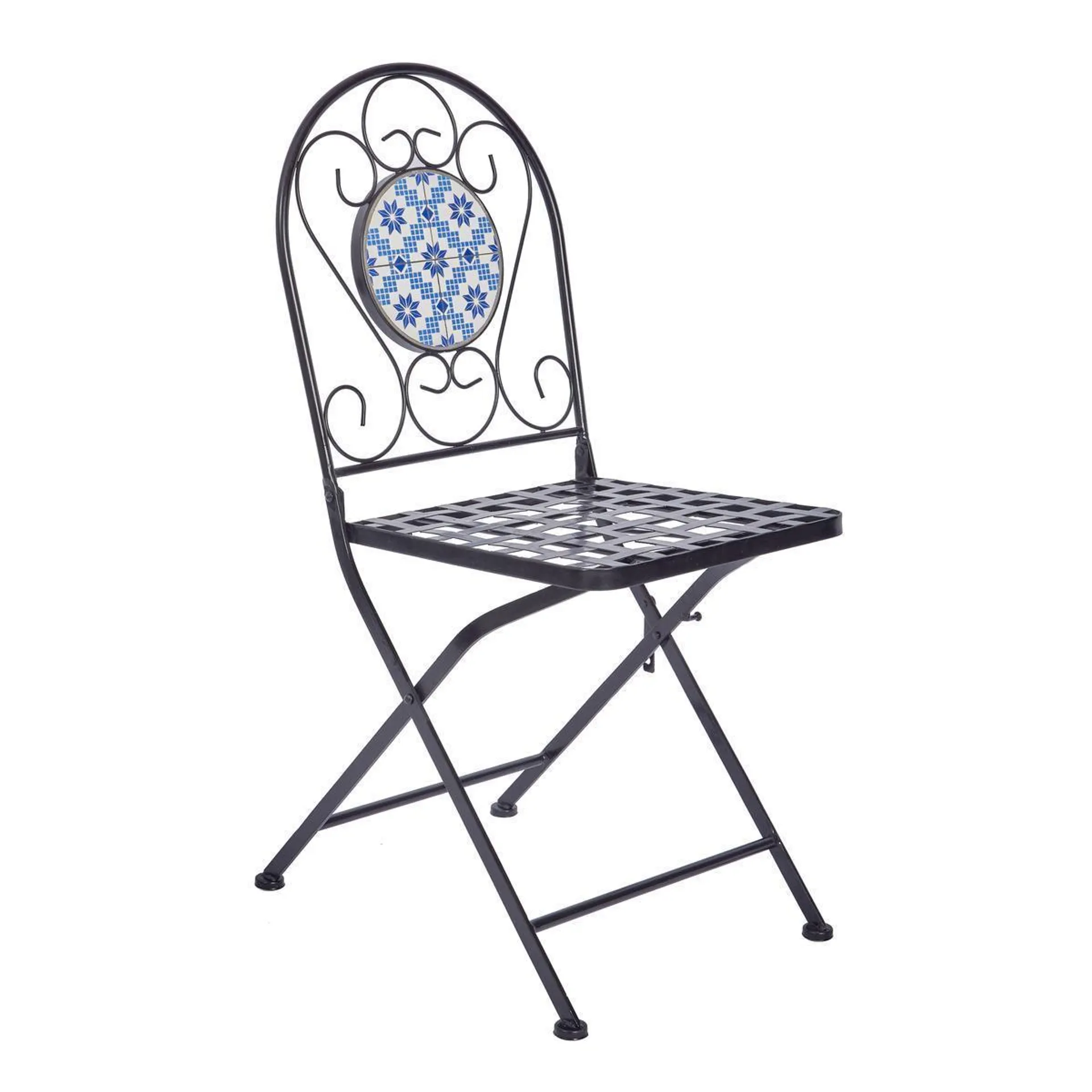 Chaise mosaïque Azul - 37 x 37 x H 92 cm - Noir, gris, blanc - MOOREA