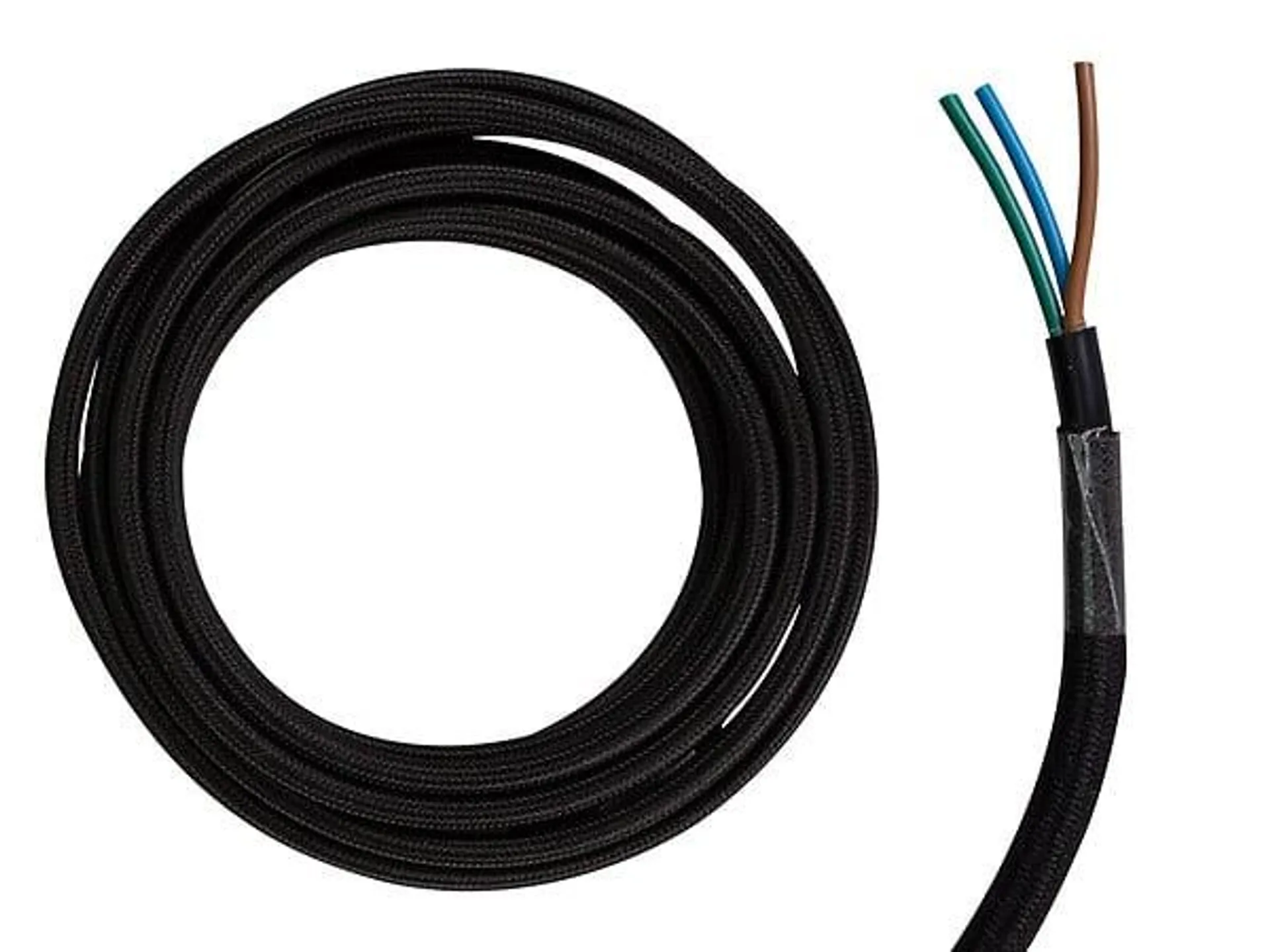 Cable tissu 3x0.75mm2 l.3m noir