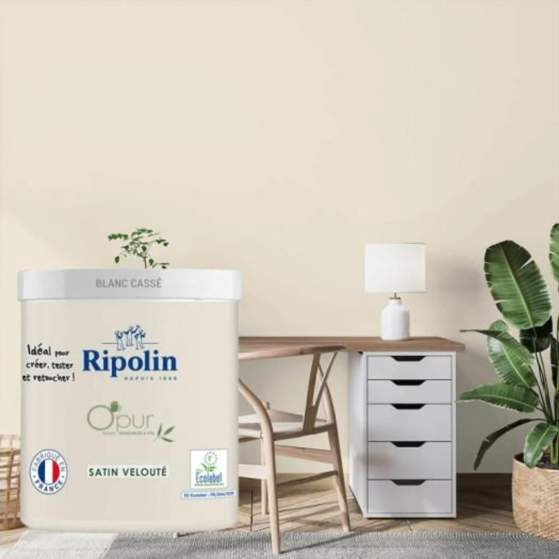 Peinture RIPOLIN Opur bio sourcée multi-supports blanc cassé satin 75ML