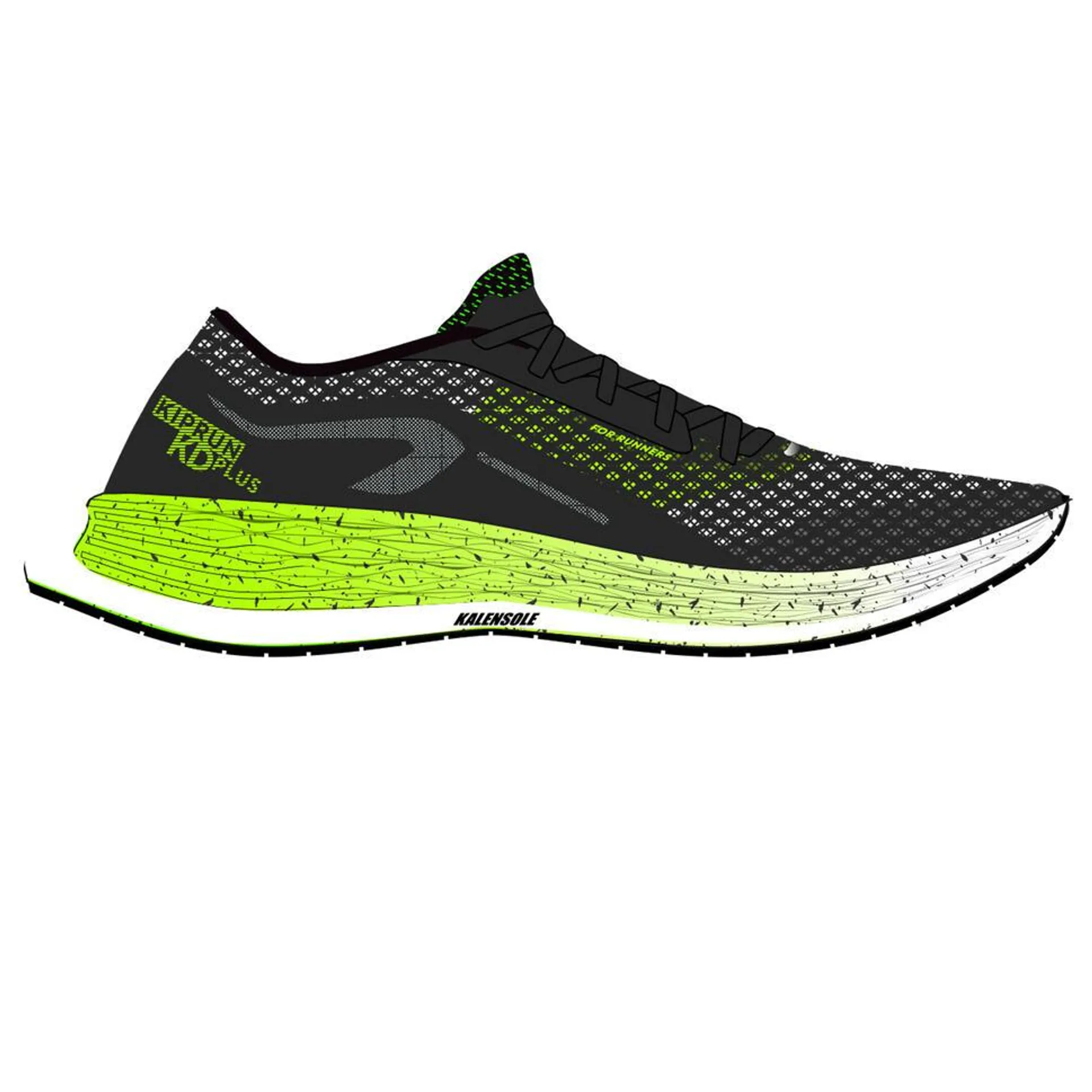 CHAUSSURES DE RUNNING HOMME DYNAMIQUE KIPRUN KD500 NOIR VERT