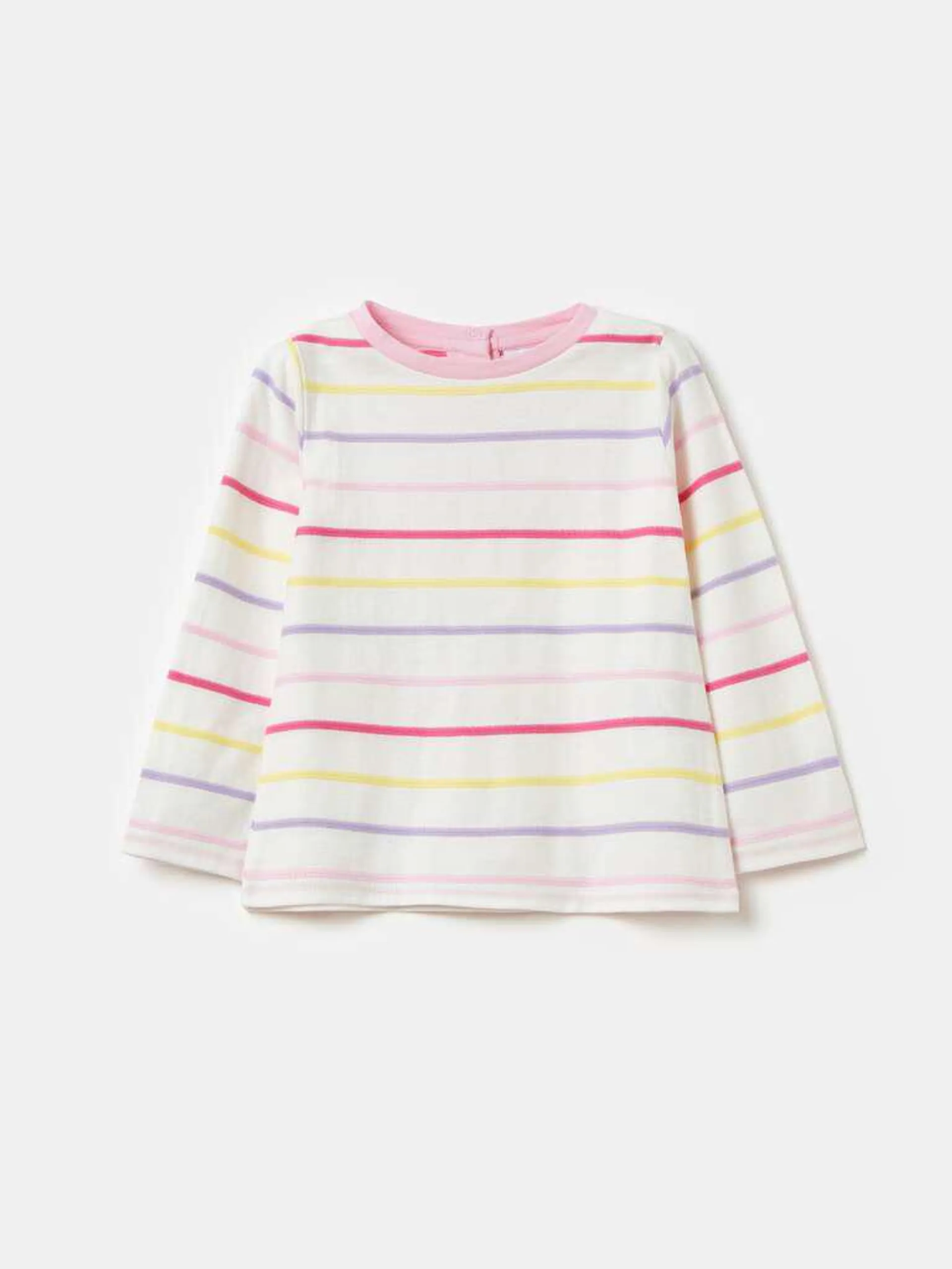 Long-sleeved T-shirt with striped embroidery Blanc optique