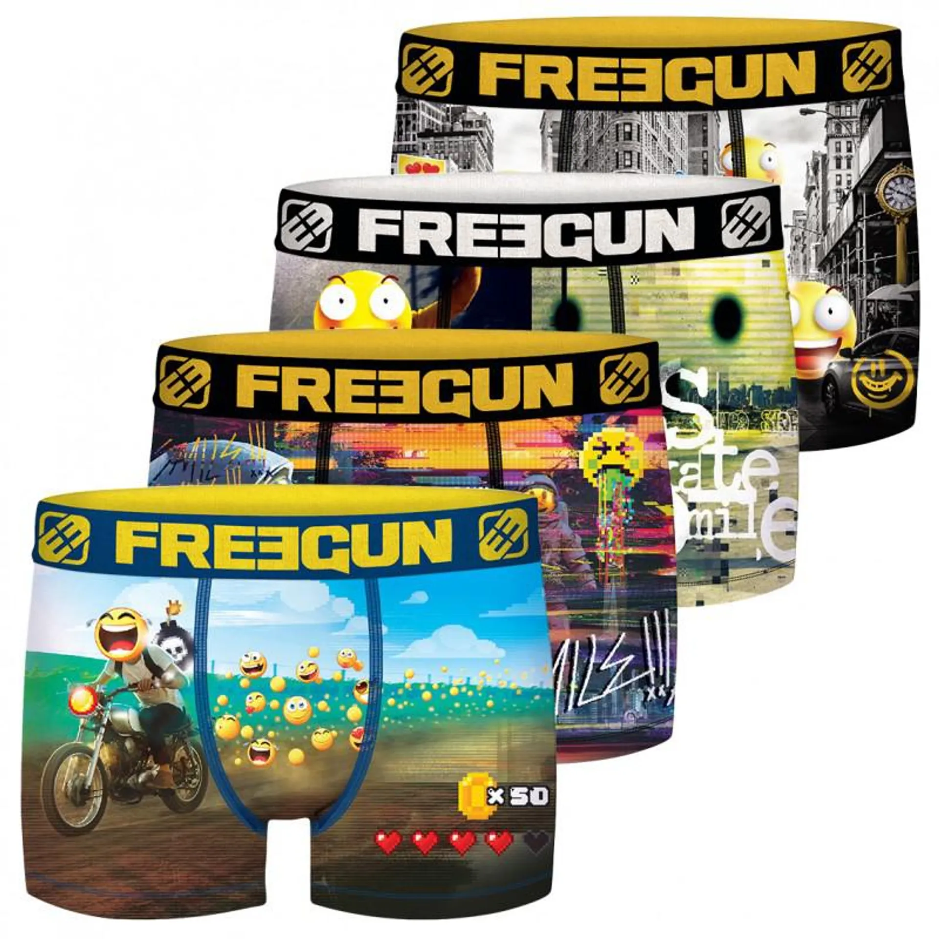 Lot de 4 Boxers Freegun garçon Emotik