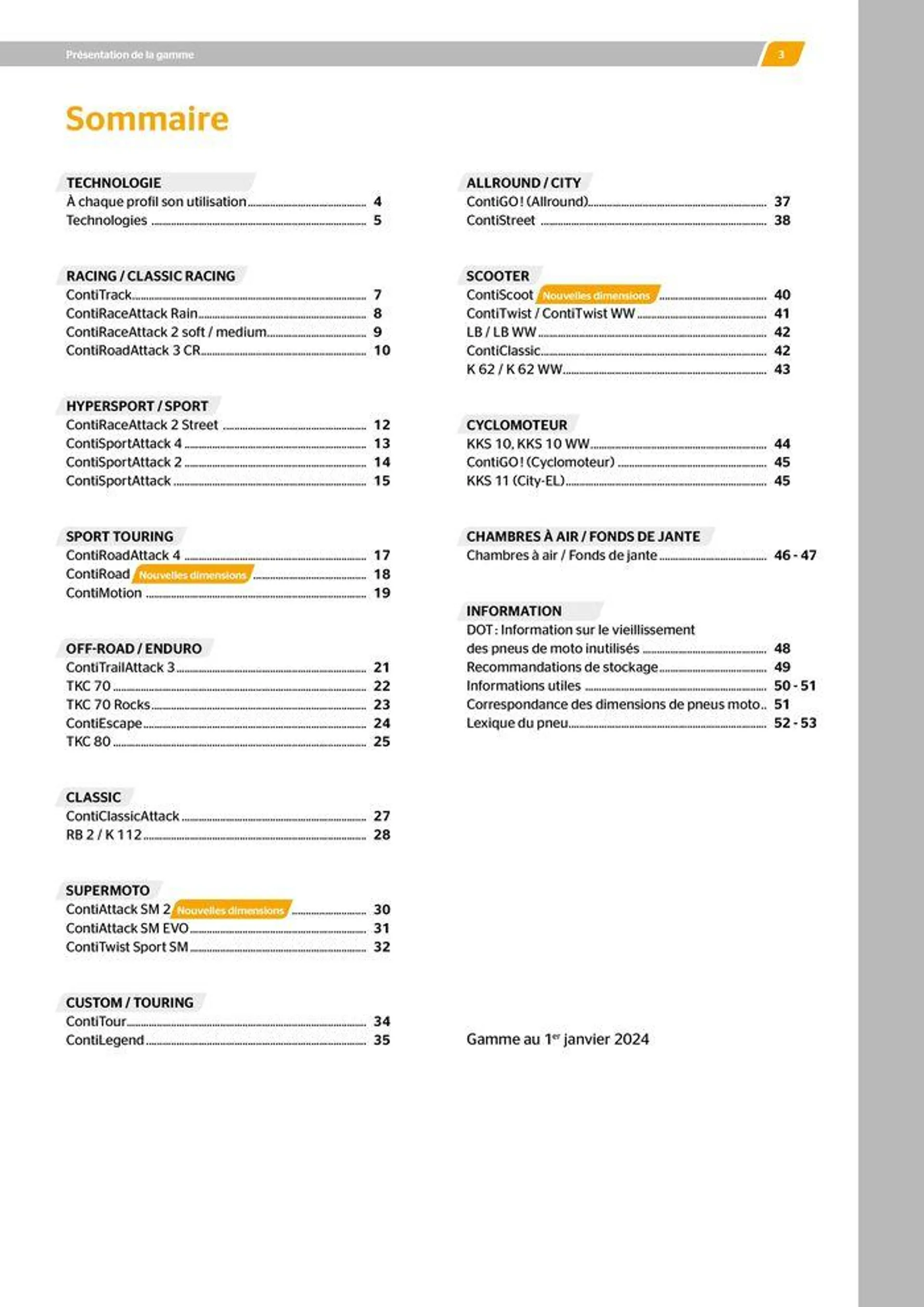 CONTINENTAL : Barème de facturation 2023 du 21 mai au 31 décembre 2024 - Catalogue page 3