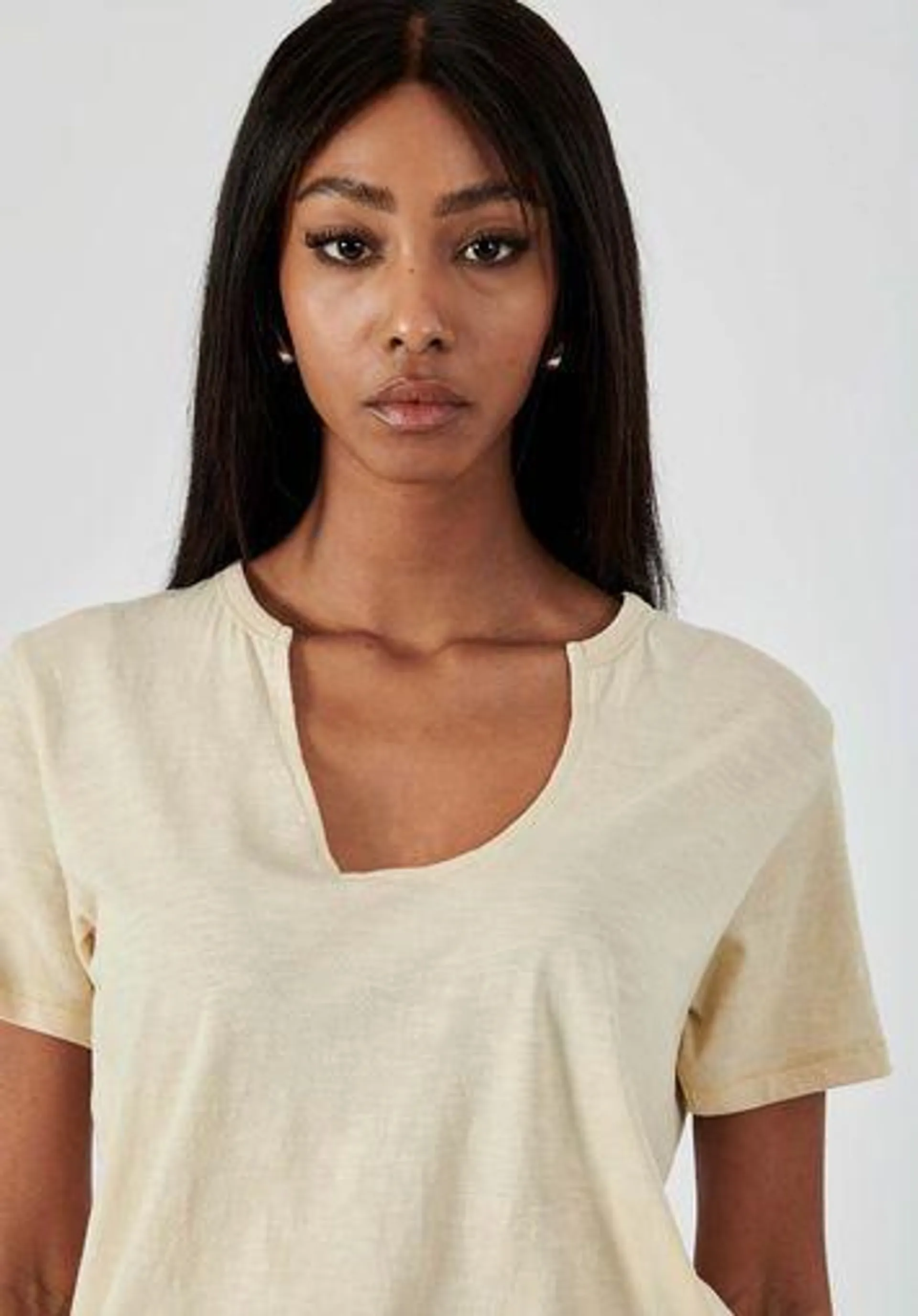 T-shirt beige Femme 100% coton