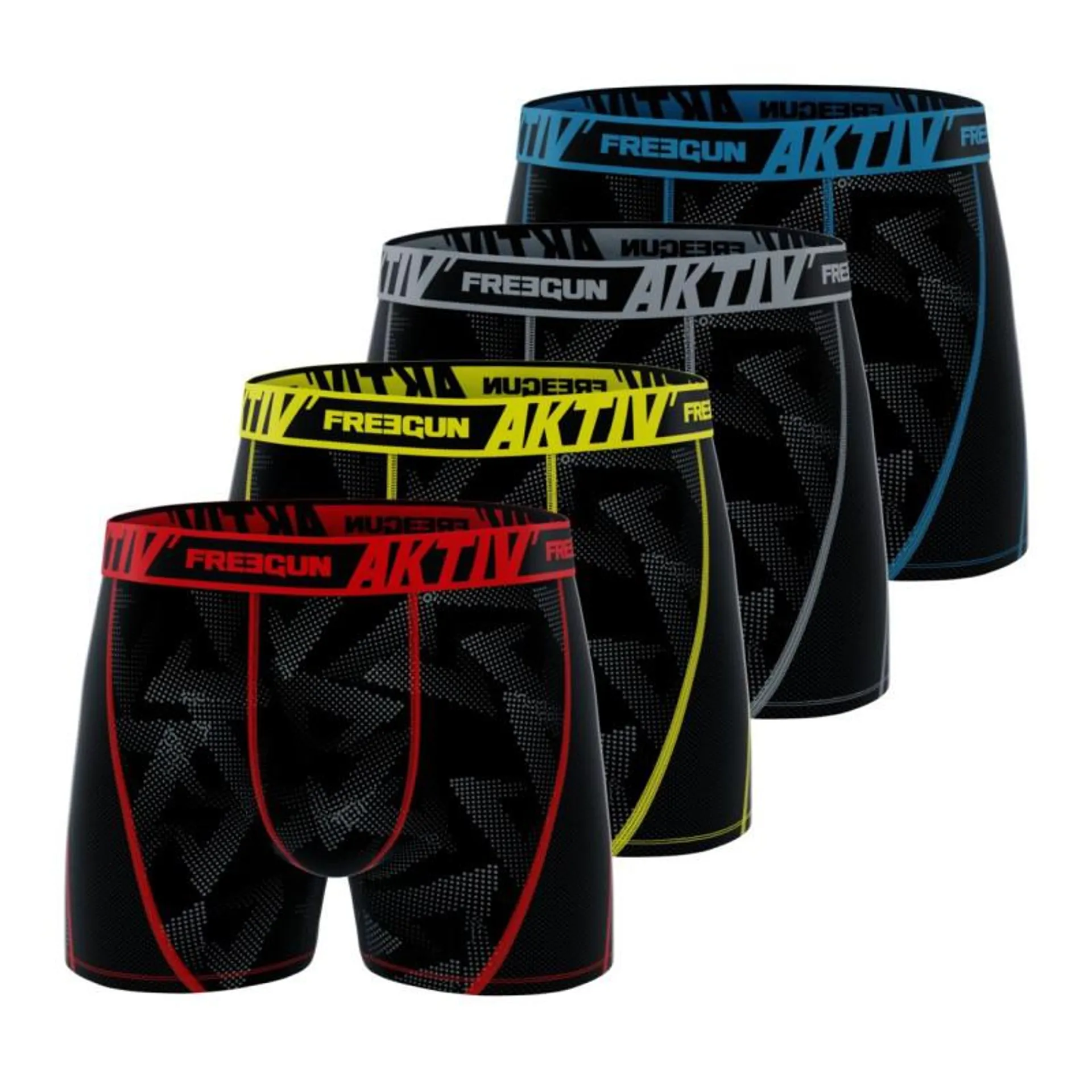 Lot de 4 Boxers Freegun homme Aktiv surpiqûres colorées