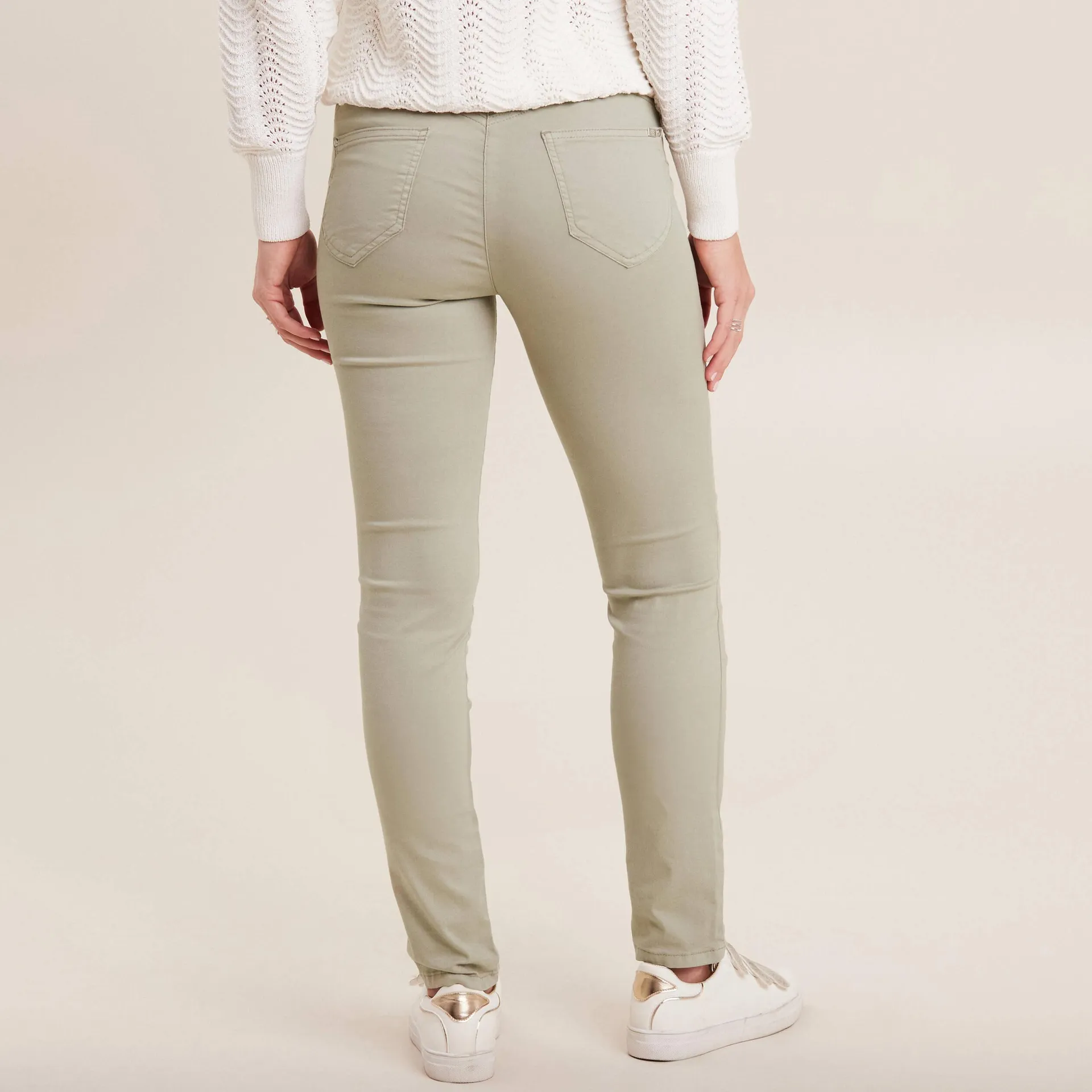 Pantalon léger taille standard long vert clair femme