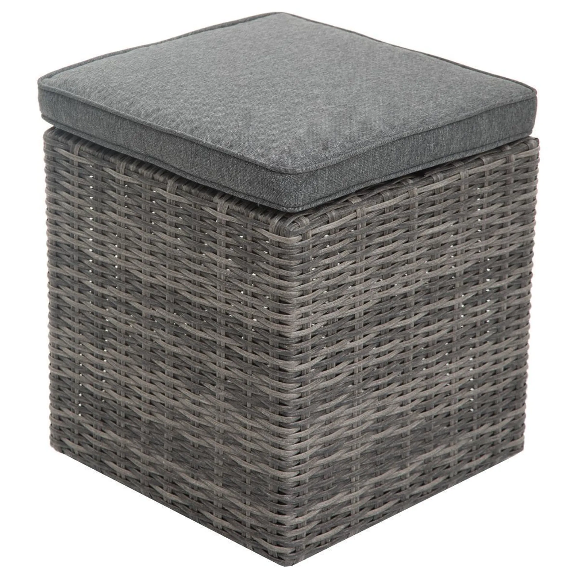 Pouf carré Rhodes - 42 x 42 x H 47 cm - Marron foncé, gris - HESPERIDE