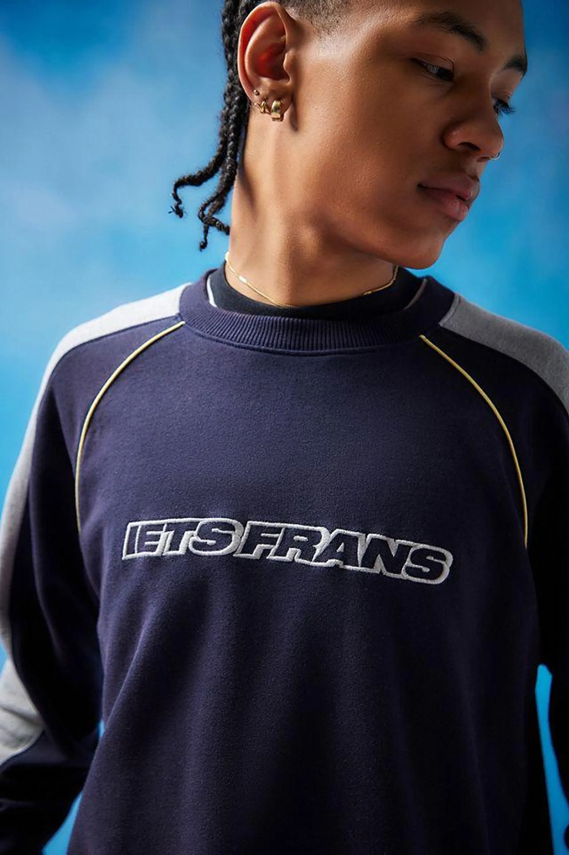 iets frans... - Sweatshirt à empiècements bleu marine et gris