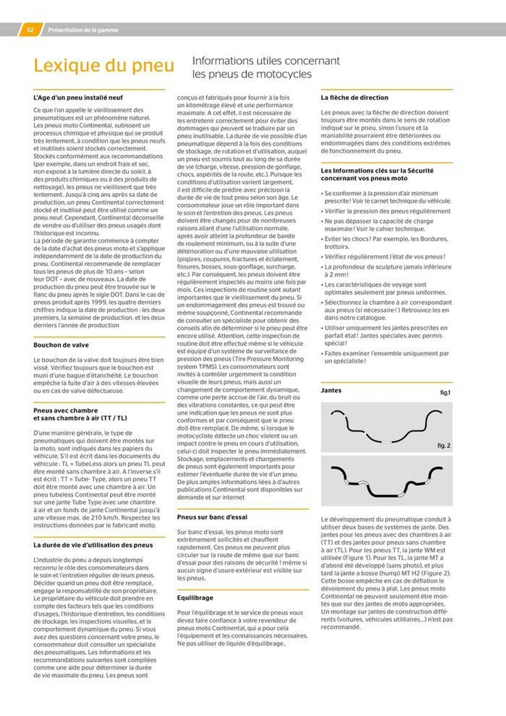 CONTINENTAL : Barème de facturation 2023 du 21 mai au 31 décembre 2024 - Catalogue page 52