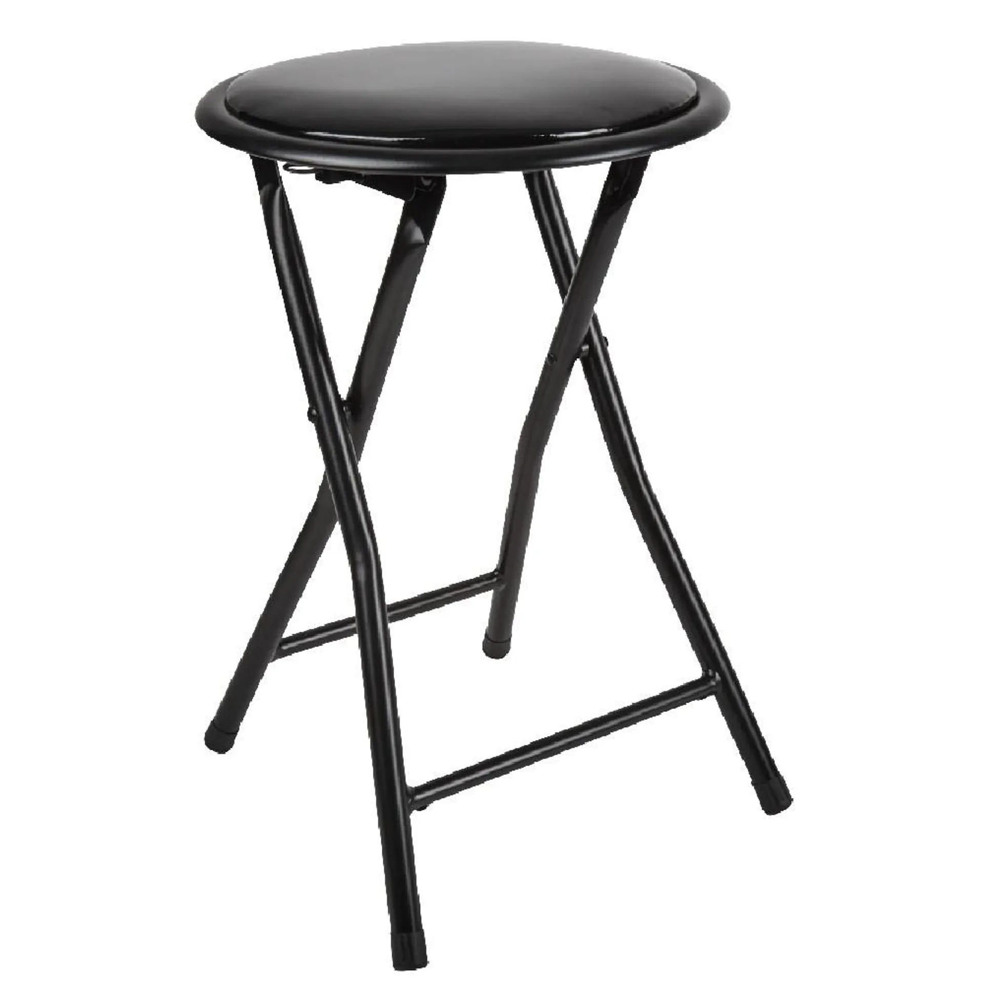 Tabouret pliant Aiden métal et pvc Noir L.30 x P.35 x H.45 cm