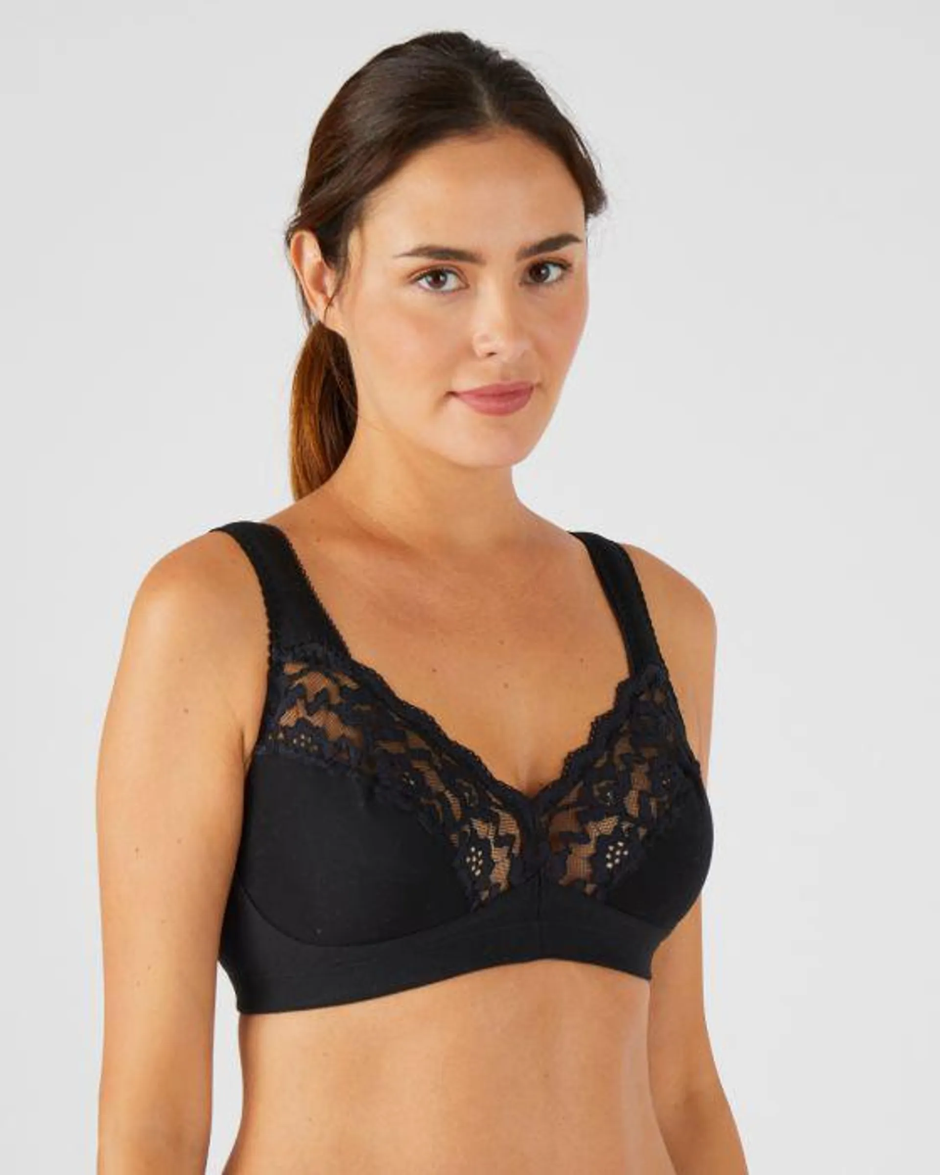 Soutien-gorge grand maintien, coton et dentelle