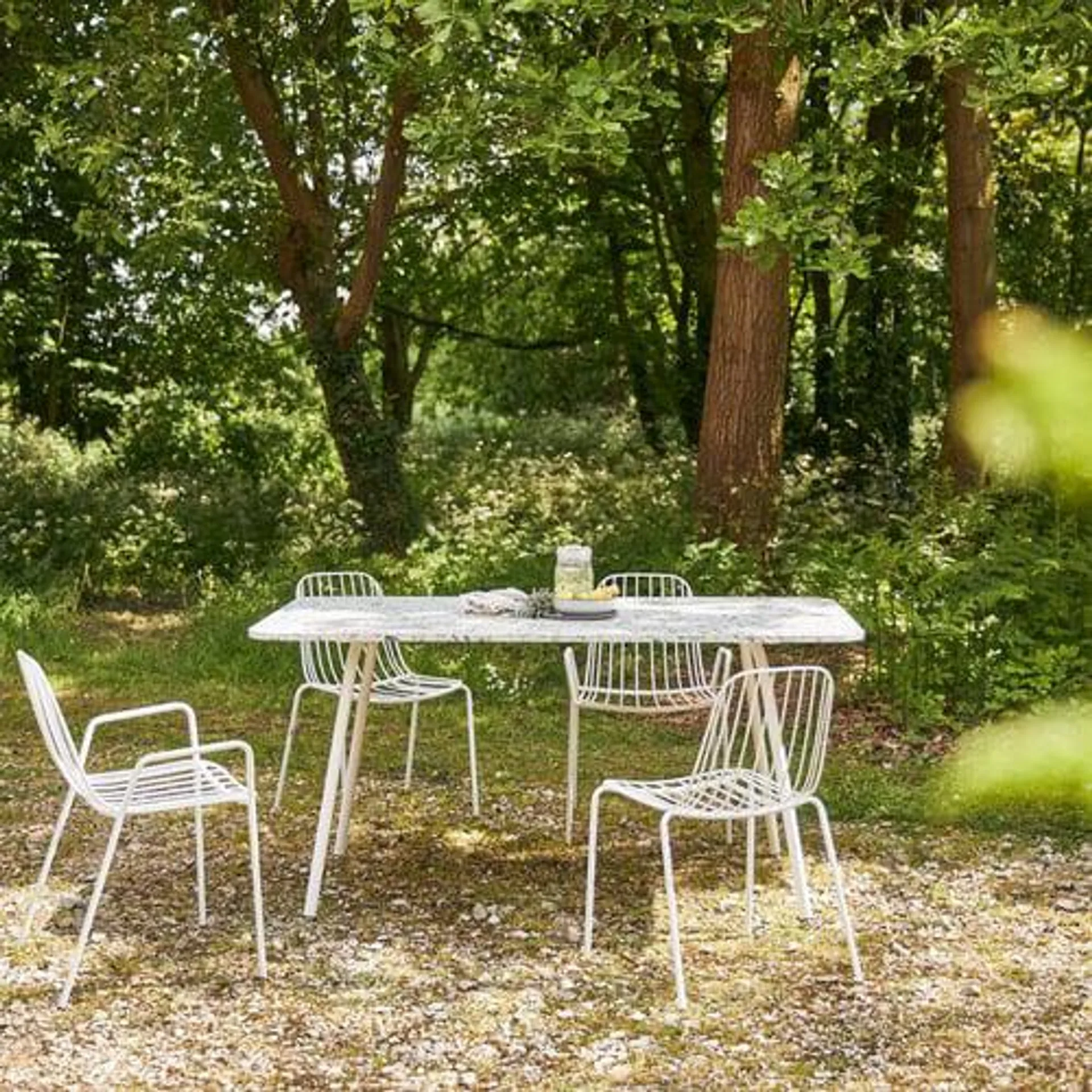 Table de jardin rectangulaire en terrazzo premium et métal green 4/6 pers. ELIO
