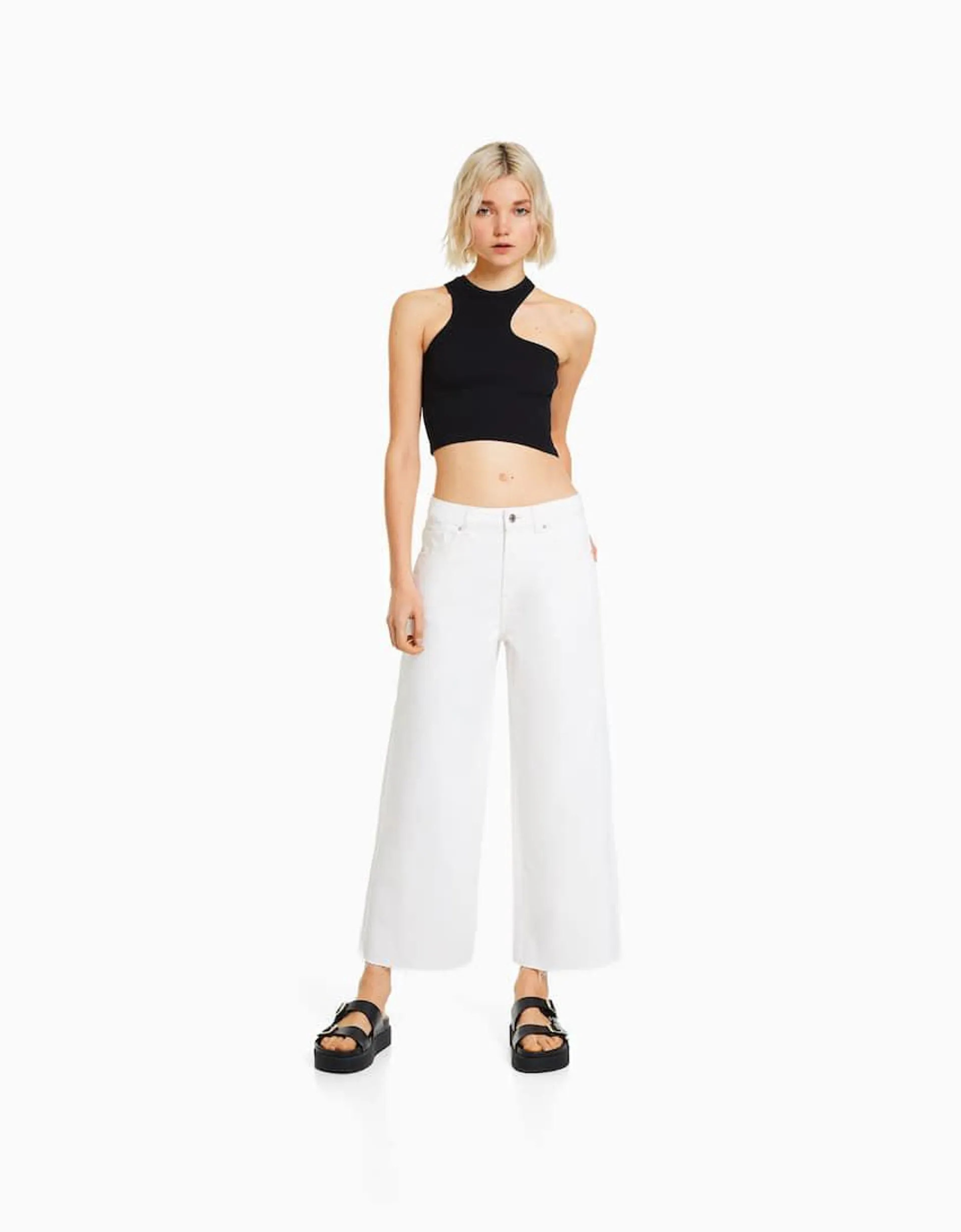 Jean cropped wide leg