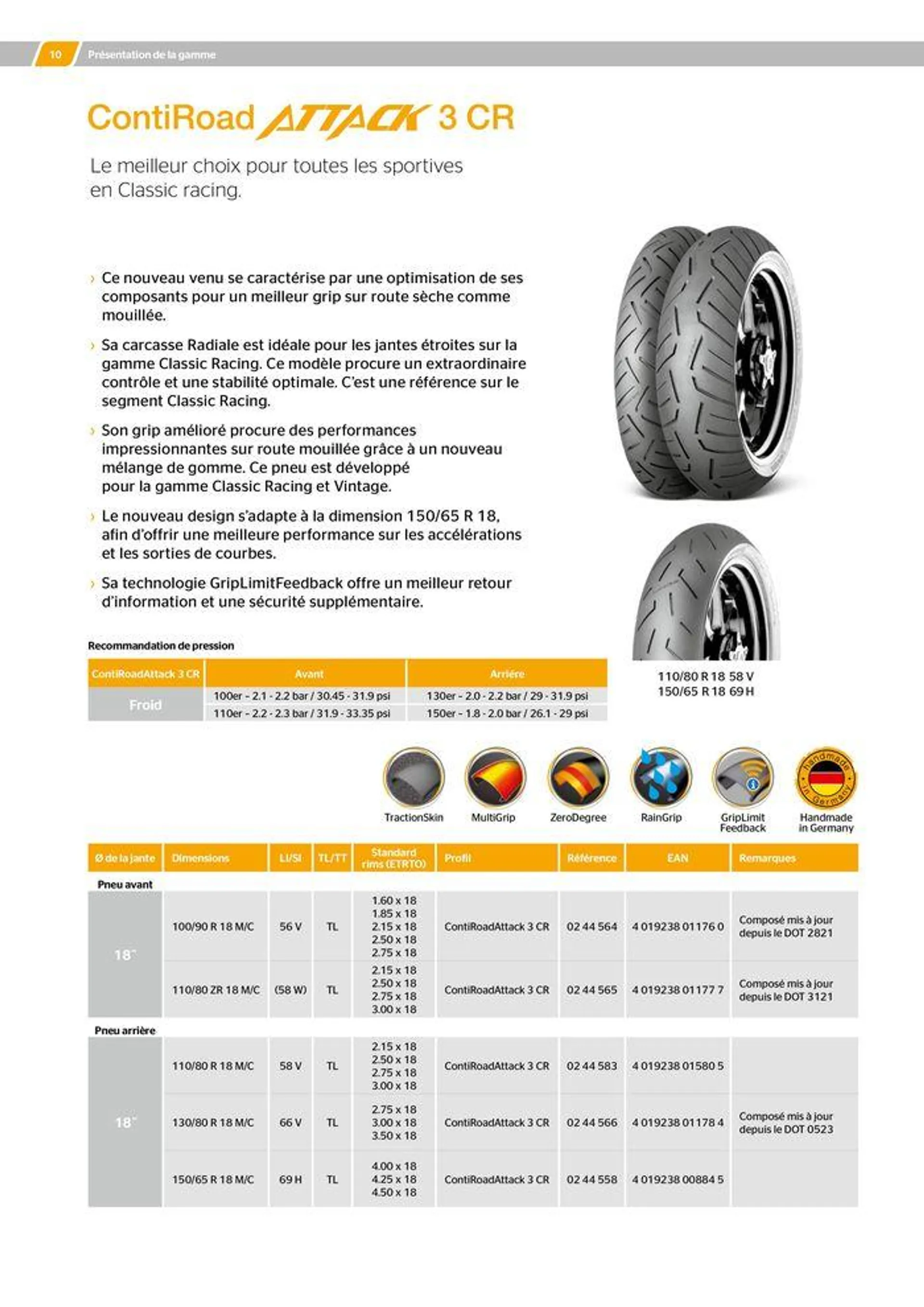 CONTINENTAL : Barème de facturation 2023 du 21 mai au 31 décembre 2024 - Catalogue page 10