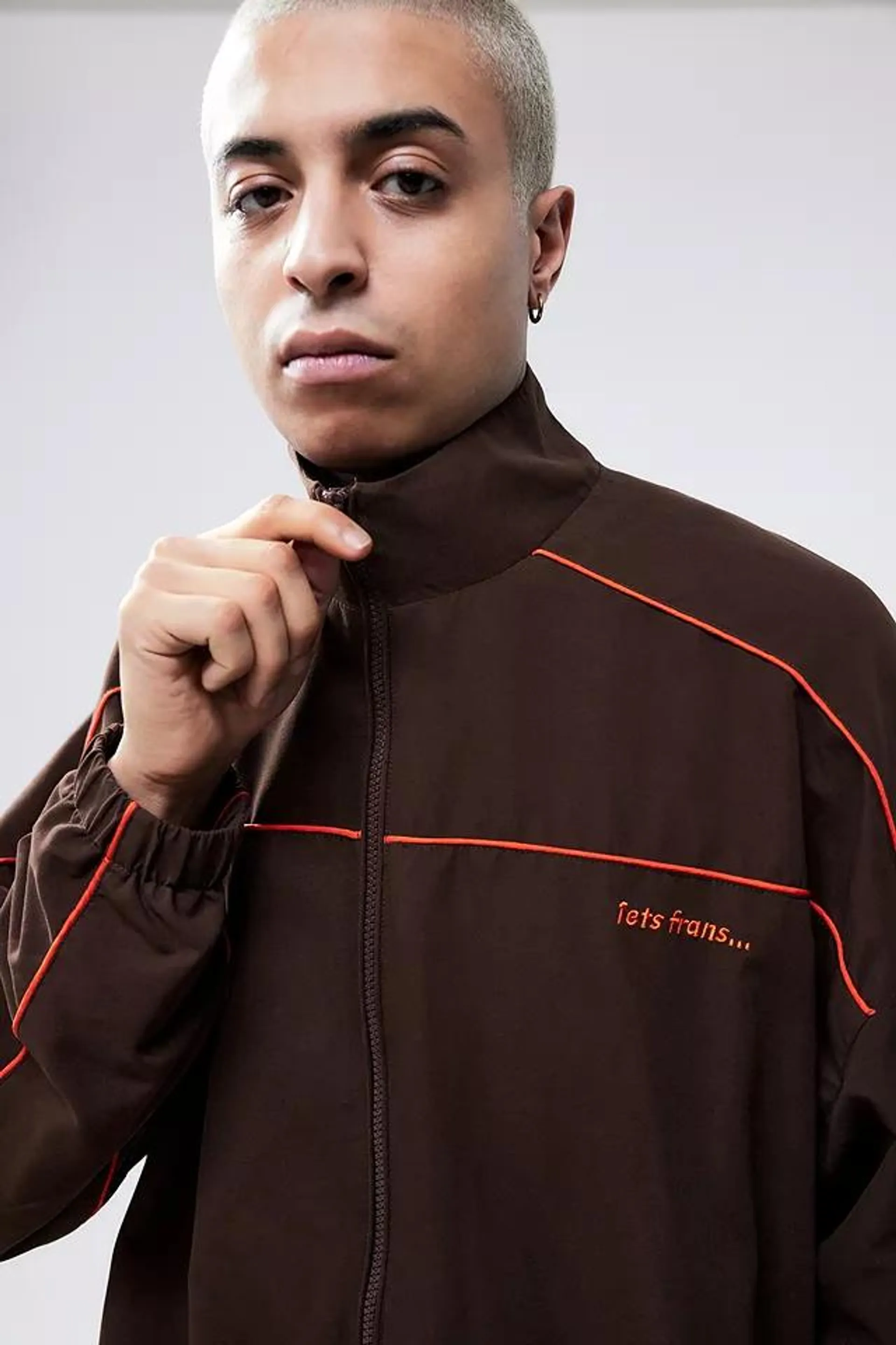 iets frans... Finn Brown Microfibre Track Jacket